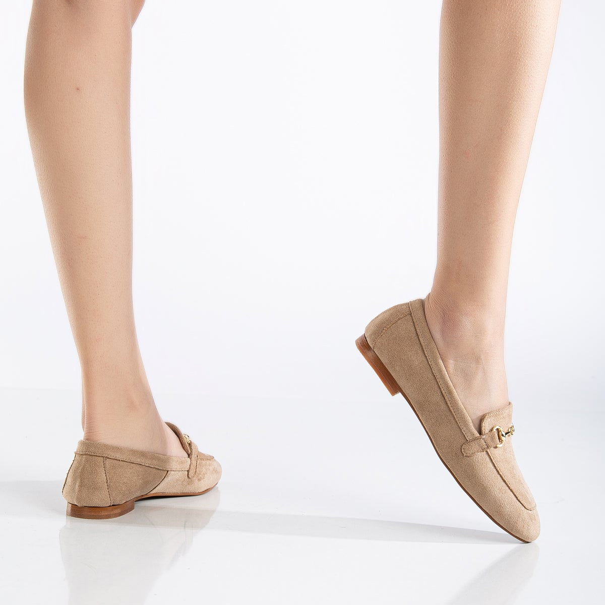 Olly Dark Beige Suede Horsebit Loafers for Women - Comfortable Slip-On Dress Shoes for Work, Office & Casual Outfits