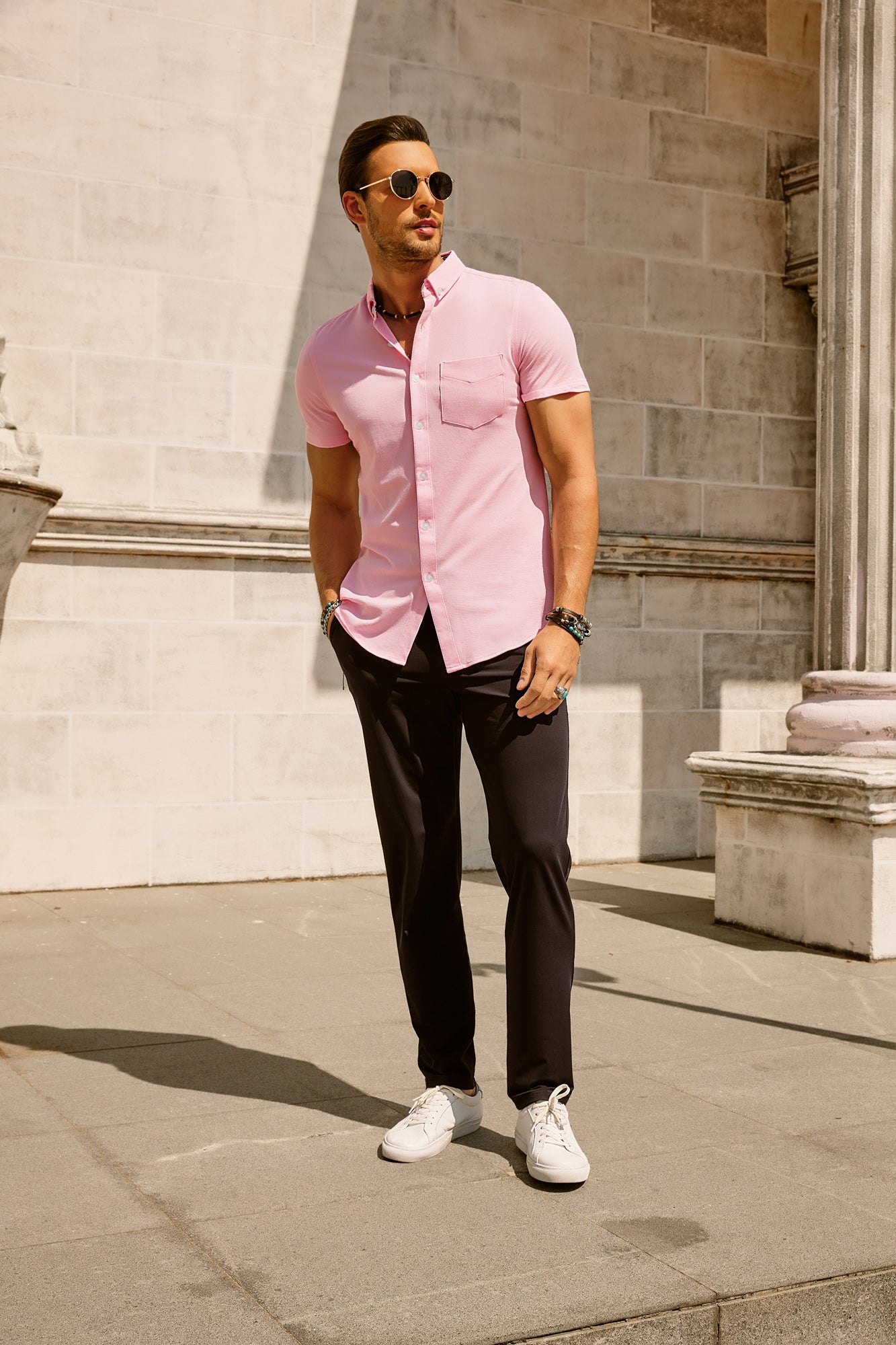 Men's Slim Fit Short Sleeve Oxford Shirt - Button Down Casual Shirt with Chest Pocket | Perfect for Office, Business Casual & Summer Outfits