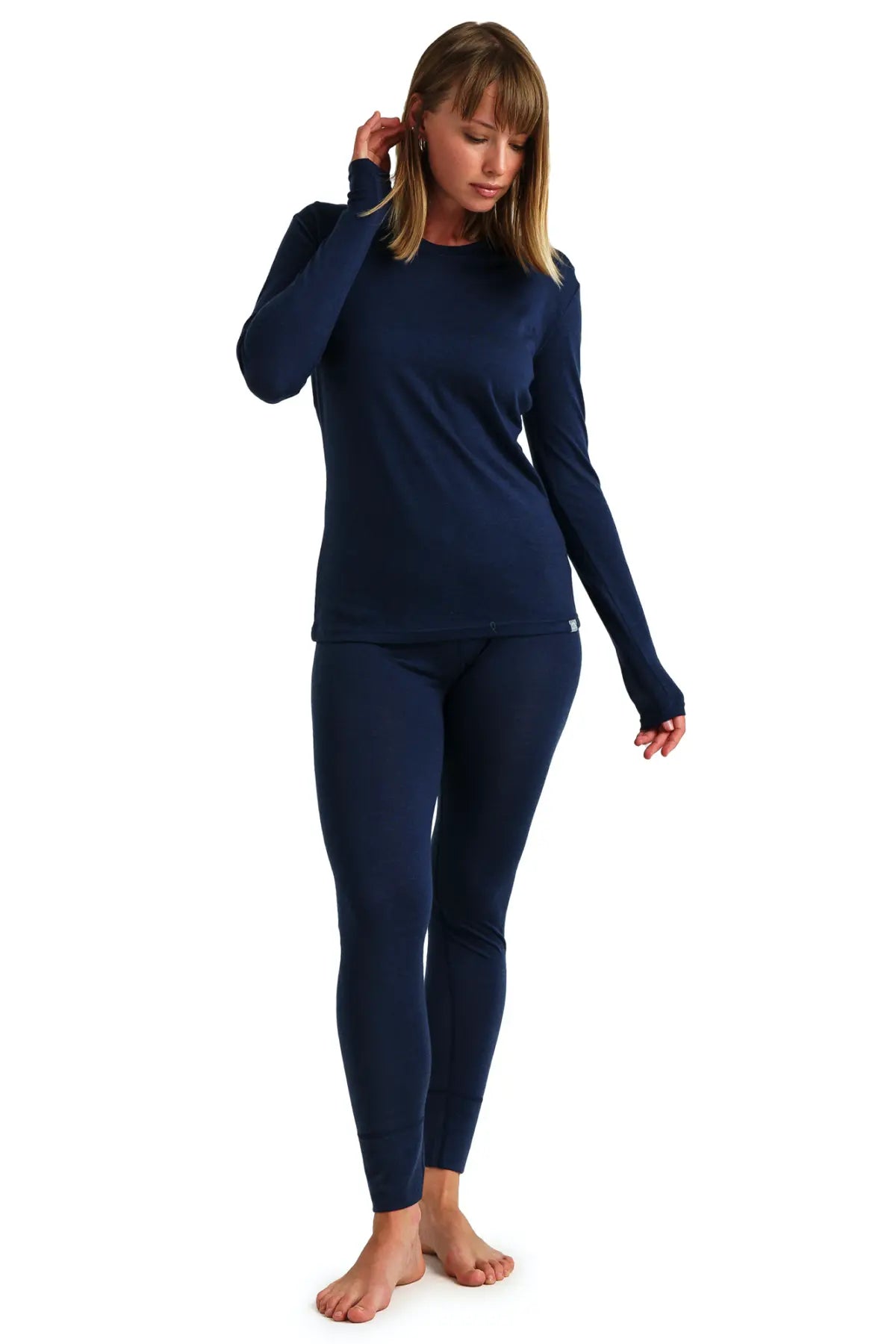 Women's Merino Wool Thermal Underwear Set - 165 Navy - Warm Base Layer for Winter, Hiking & Outdoor Activities