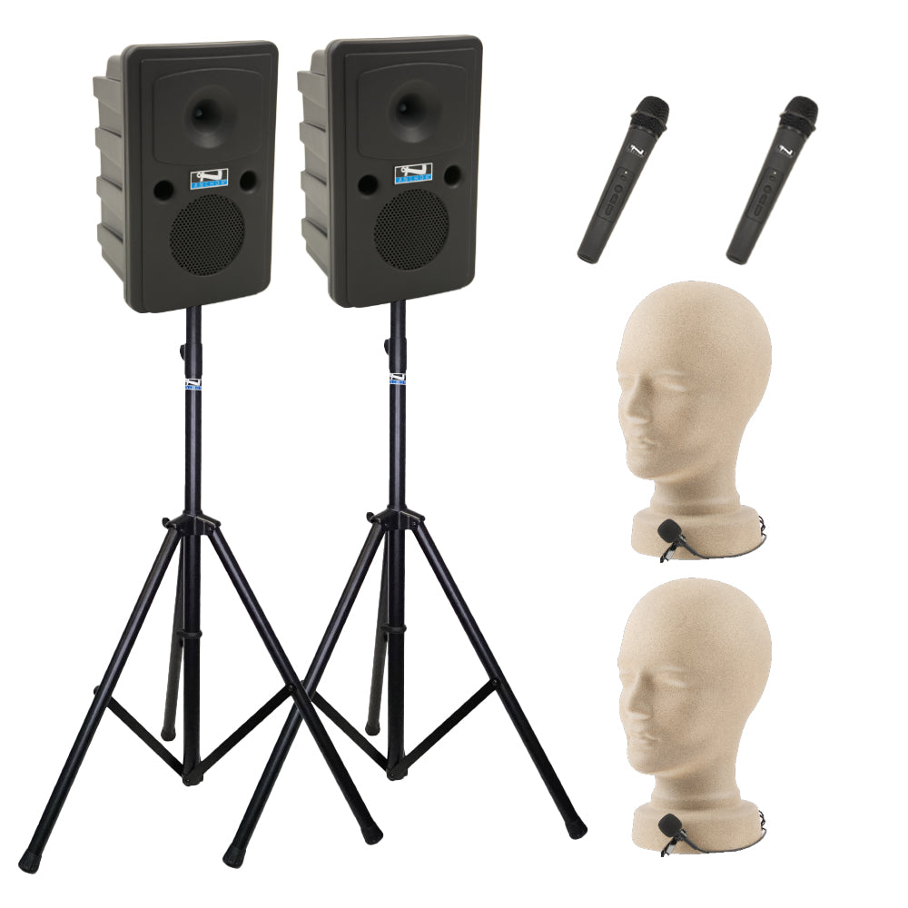 Anchor Audio Go Getter Pair (U4, COMP) - Portable PA System with 4 Wireless Microphones | Ideal for Outdoor Events, Parties & Public Speaking