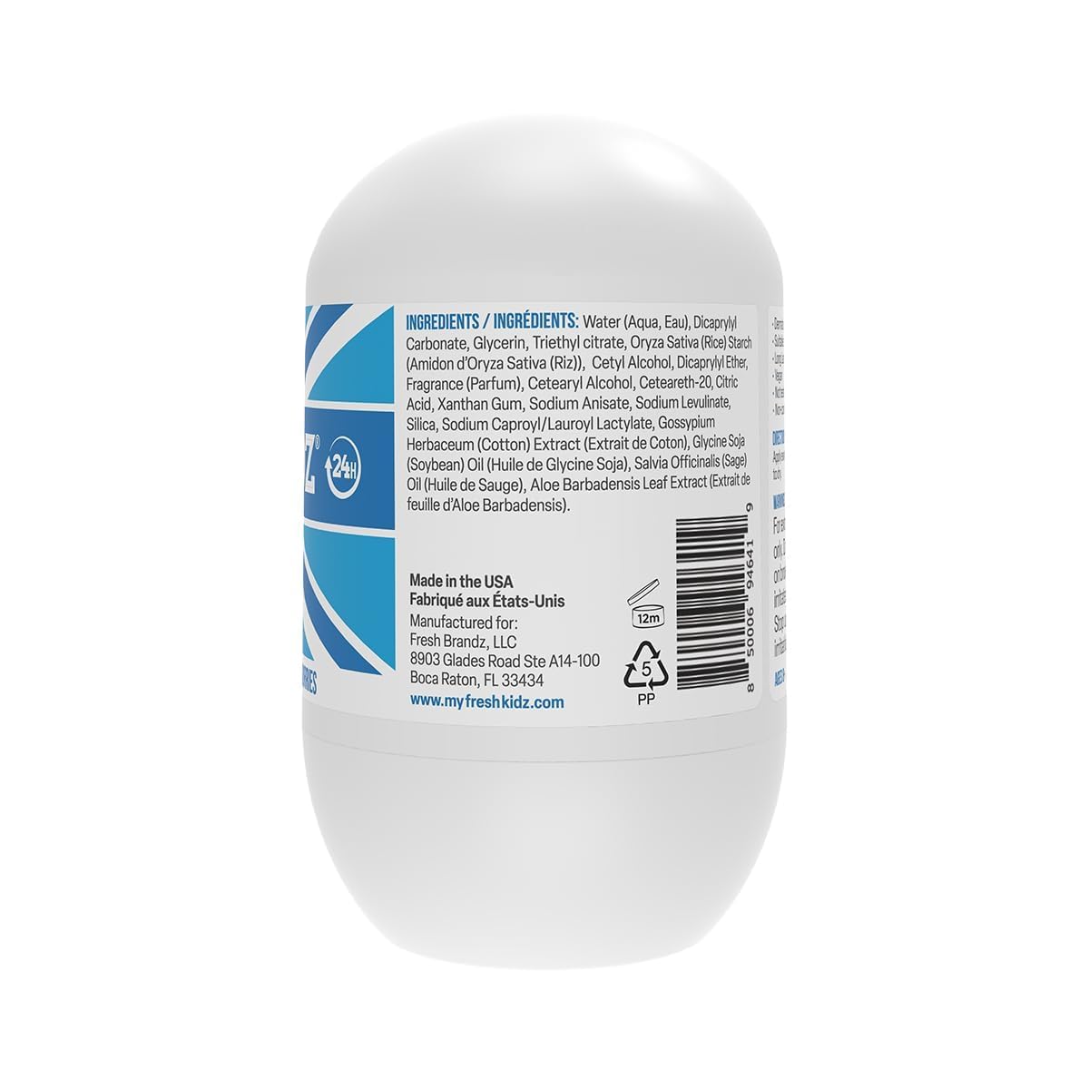 Fresh Kidz Hair & Body Wash 16.9 fl.oz + 2 Roll On Deodorants 1.86 fl.oz for Kids & Teens - Boys Blue Set | Gentle Daily Care for Active Children | Gym, School & Sports Ready