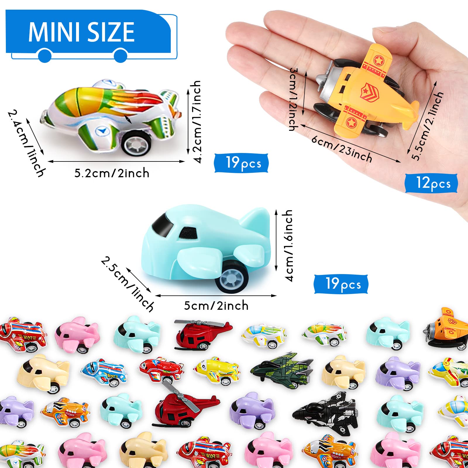 50 Pcs Mini Pull Back Airplanes Toy Set - Small Fighter Jets & Helicopter Figures for Kids Birthday Party Favors, Classroom Treasure Box, Goodie Bag Fillers | Fun STEM Learning & Imaginative Play Toys for Boys and Girls