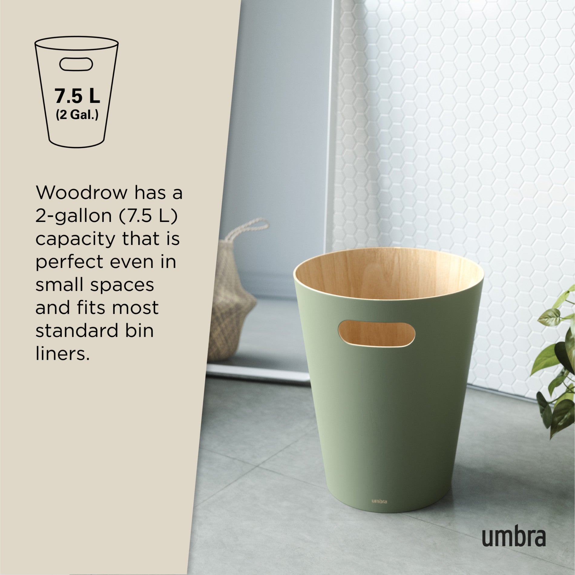 Premium Woodrow Trash Can with Lid - 13 Gallon Stainless Steel Kitchen Garbage Bin for Home, Office & Outdoor Use - Odor Control & Hands-Free Operation
