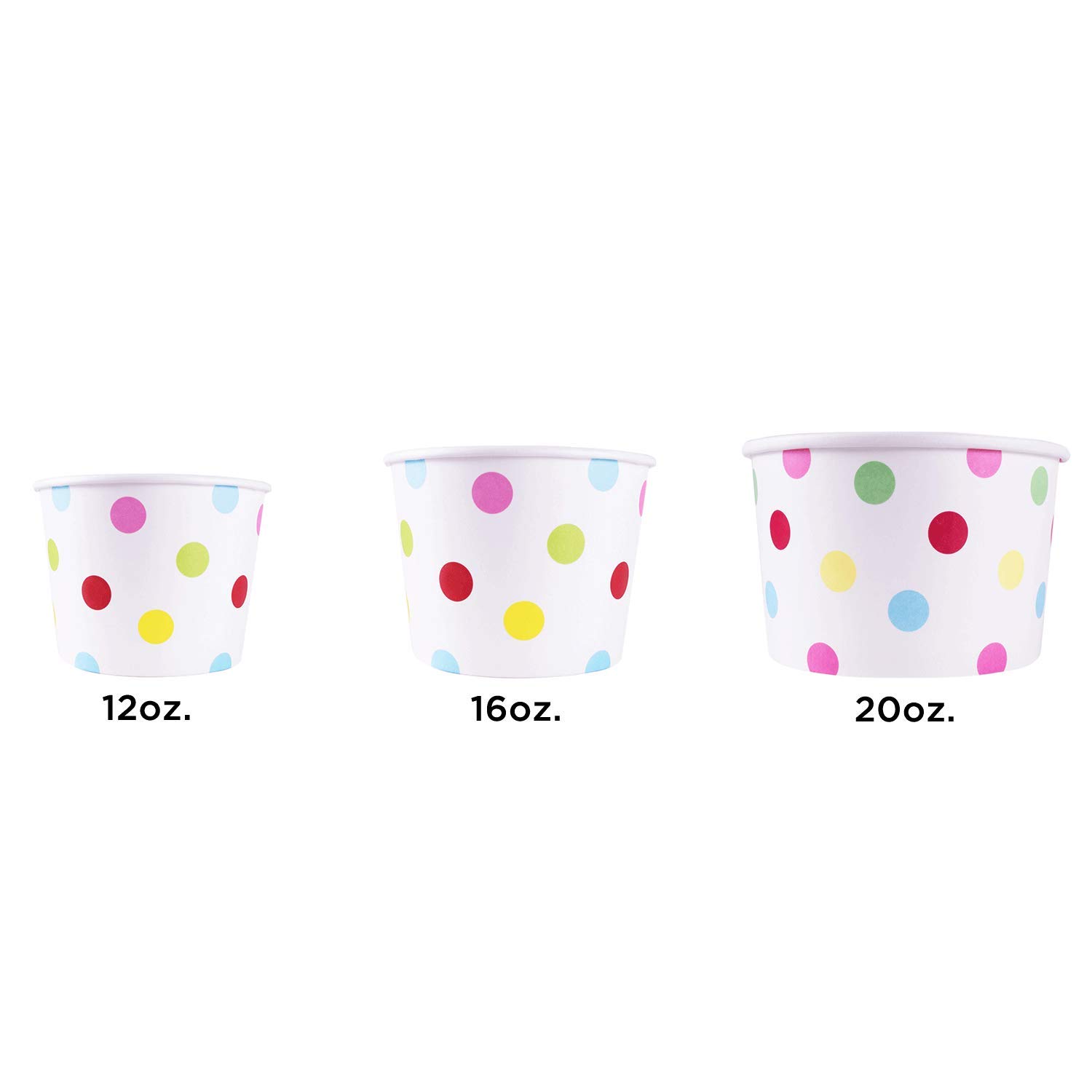 12oz (1000 ct) Disposable Paper Ice Cream Cups & Soup Bowls - Hot/Cold Food Containers for Ice Cream, Gelato, Yogurt, Soup & Snacks - Perfect for Parties, Catering & Dessert Shops - Dotted Design