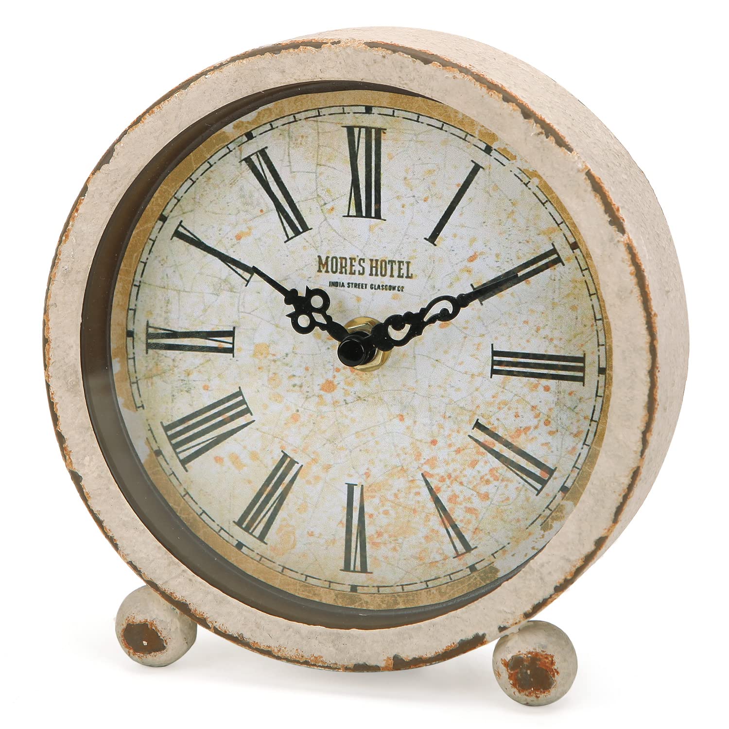 Vintage Metal Desk Clock - Retro Non-Ticking Silent Table Clock for Bedroom, Living Room, Office | Antique Home Decor for Classic Interior Design & Gift Giving