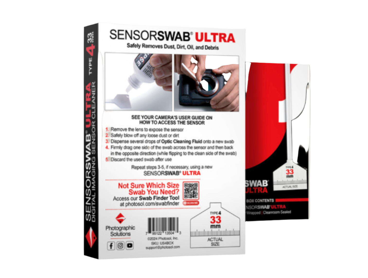 Ultra 33mm Type 4 Sensor Swabs - Pack of 12 | Precision Cleaning for Camera Sensors, Lenses & Electronics | Professional Photography & Microscope Maintenance