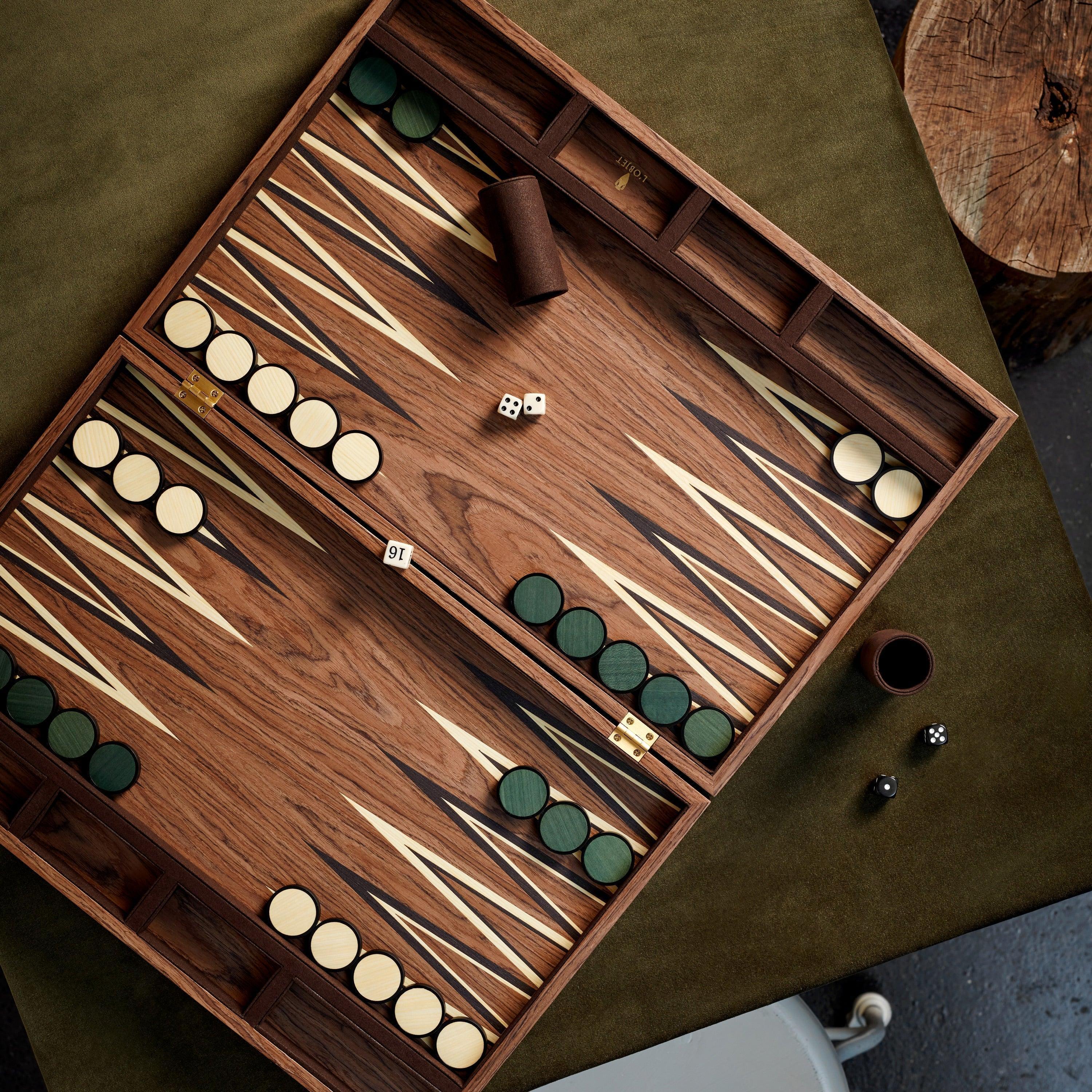 Premium Matis Backgammon Set - Classic Wooden Board Game with 30 Checkers, 4 Dice & Doubling Cube - Perfect for Family Game Nights, Travel & Gifts
