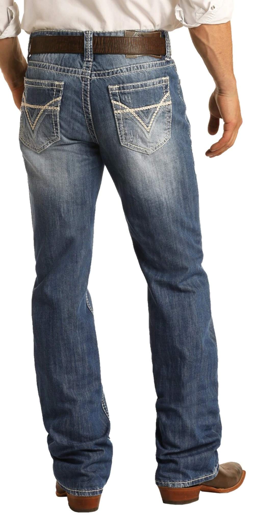 Vintage Wash Rock & Roll Denim Jeans for Men - Double Barrel Straight Leg, Relaxed Fit, Large & Medium Sizes - Perfect for Casual Wear, Concerts & Retro Style Outfits