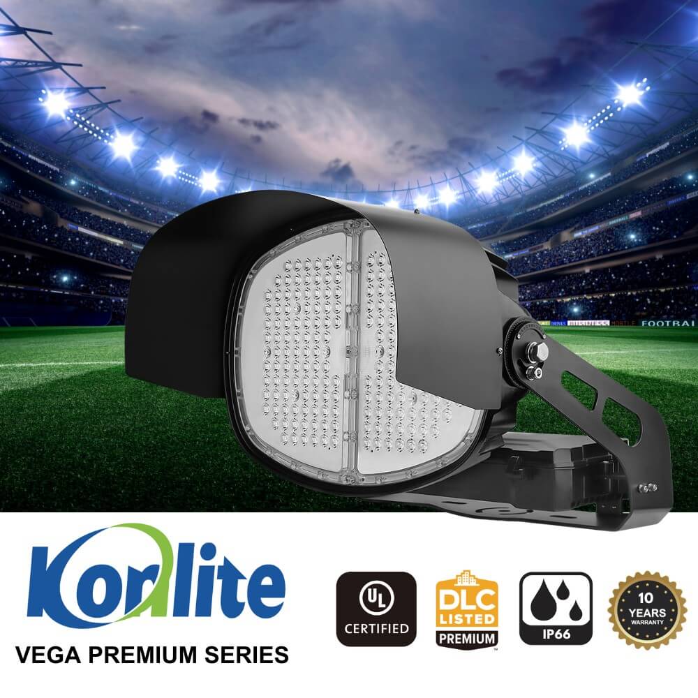 Konlite VEGA Premium 600W LED Stadium Light - 95,000 Lumens, 5700K Daylight White, 200-480V, Equivalent to 1500W Metal Halide - 10 Year Warranty - Perfect for Outdoor Sports Fields, Arenas, Parking Lots & Large Area Lighting