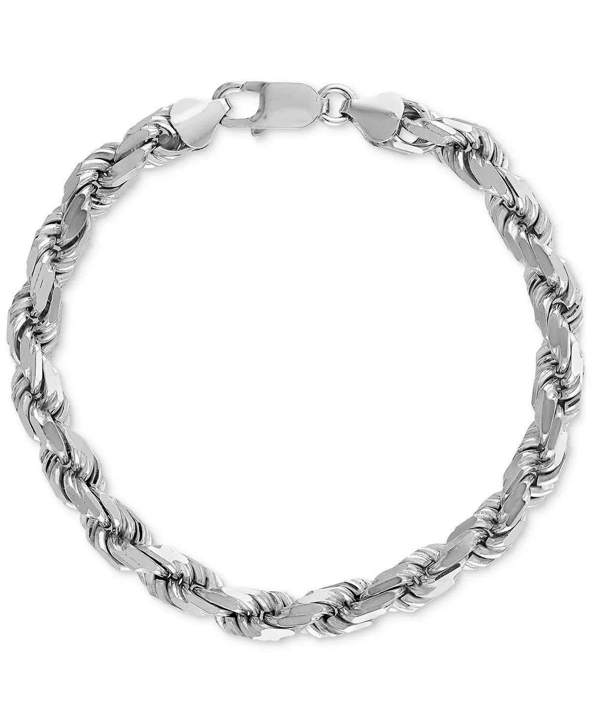 925 Sterling Silver Diamond Cut Rope Chain Necklace for Men - 5MM, 6MM, 7.5MM, 8.5MM Thickness - Italian Made Mens Rope Chain Bracelet & Necklace Set - Perfect for Gifts, Weddings, and Everyday Luxury Wear