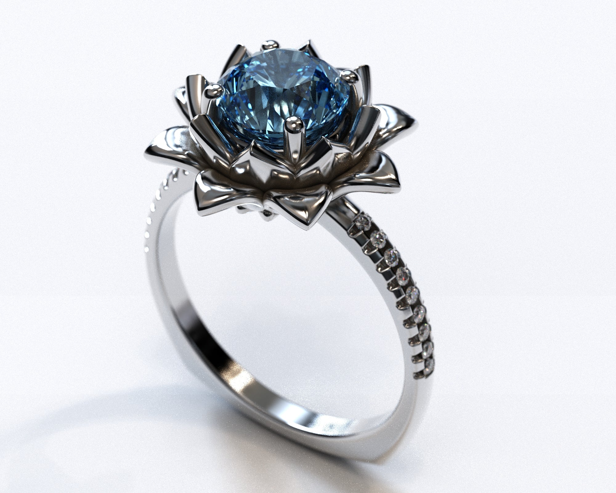 Exquisite Floral Blue Topaz Engagement Ring with Leaf Accents - Perfect for Proposals, Anniversaries & Romantic Occasions