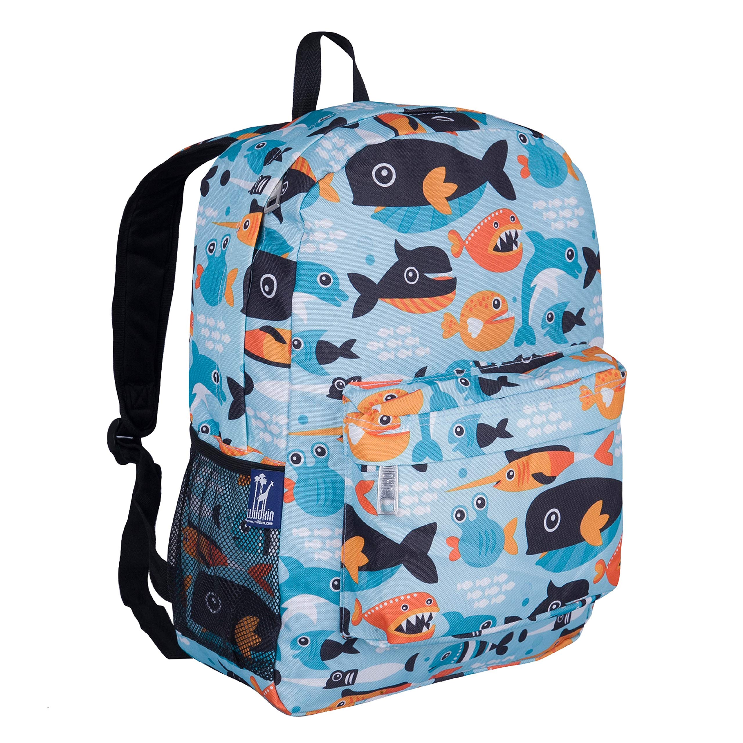 Wildkin 16 Inch Kids Backpack for Boys & Girls - Durable 600D Polyester School Backpack with Padded Back & Adjustable Straps - Lightweight Travel Backpack for Elementary Students (Big Fish Design) - Perfect for School, Day Trips & Outdoor Adventures