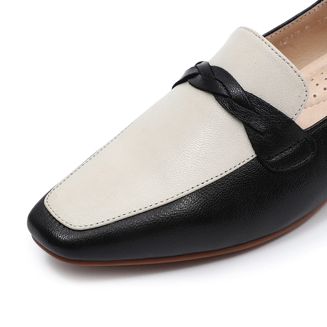 Women's Leather Penny Loafers - Square Toe Slip-On Flat Shoes for Office, Work & Casual Wear - Comfortable Dress Shoes for Ladies - Perfect for Business, Travel & Everyday Use