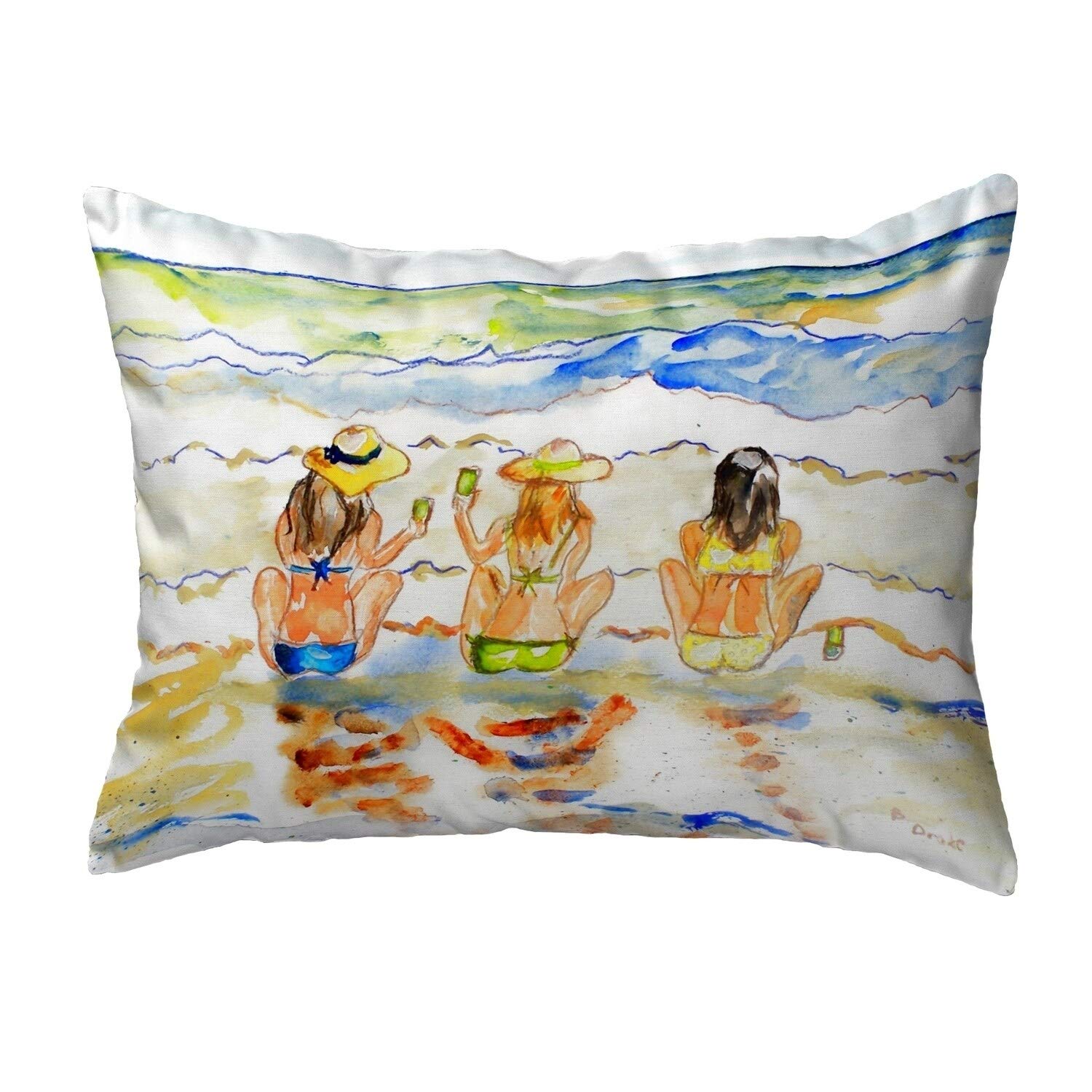 Betsy Drake KS608 Decorative Throw Pillow 11x14 Inches - Soft Multi-Color Cushion for Sofa, Bed, Living Room & Home Decor