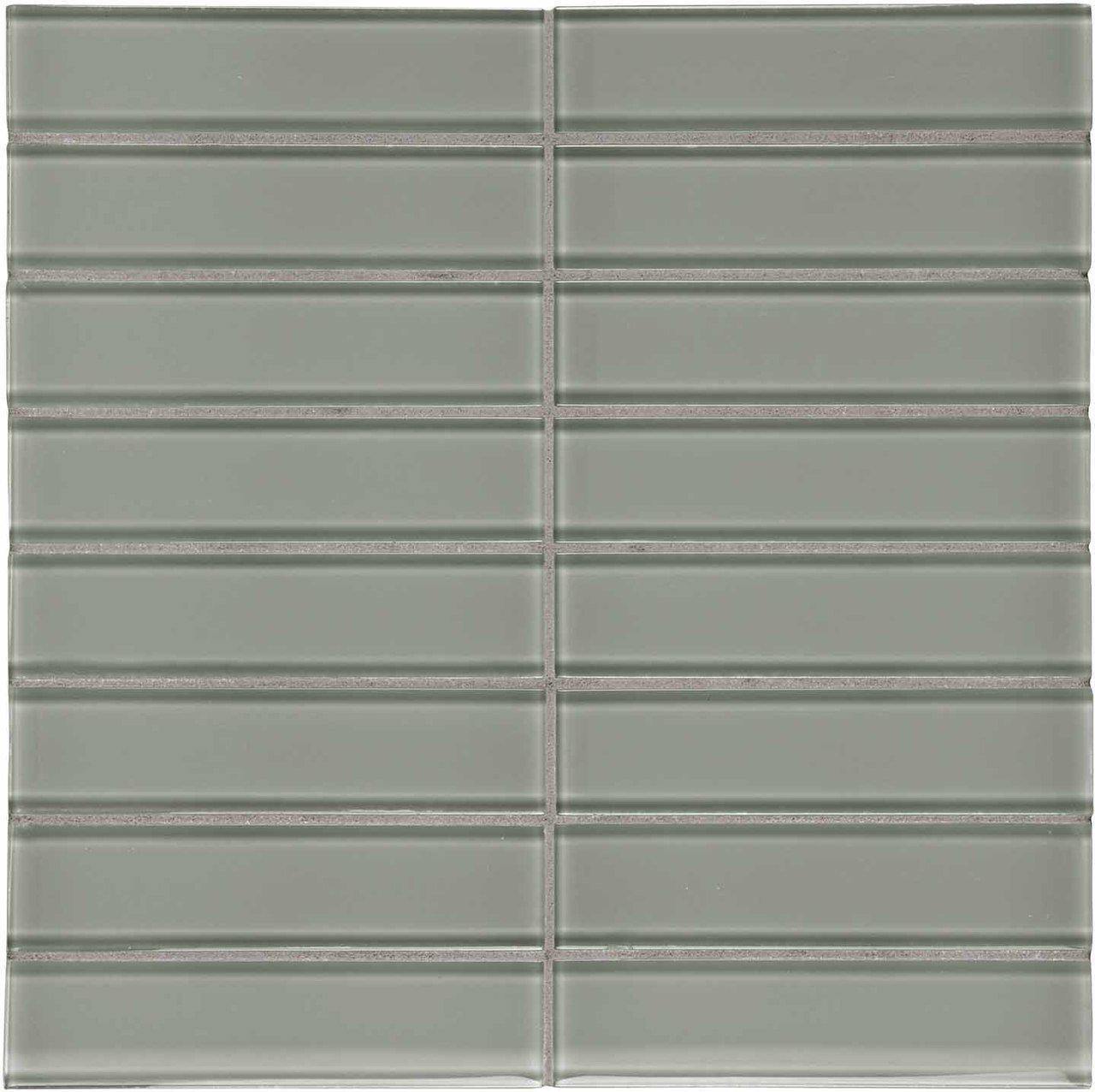 Glass Mosaic Tile Stacked French Gray 1.5 x 6 - Premium Peel and Stick Backsplash for Kitchen, Bathroom & DIY Home Decor