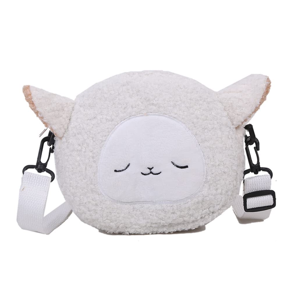 Kawaii Cat Plushie Crossbody Bag - Fluffy Lamb Like Purse for Daily Use