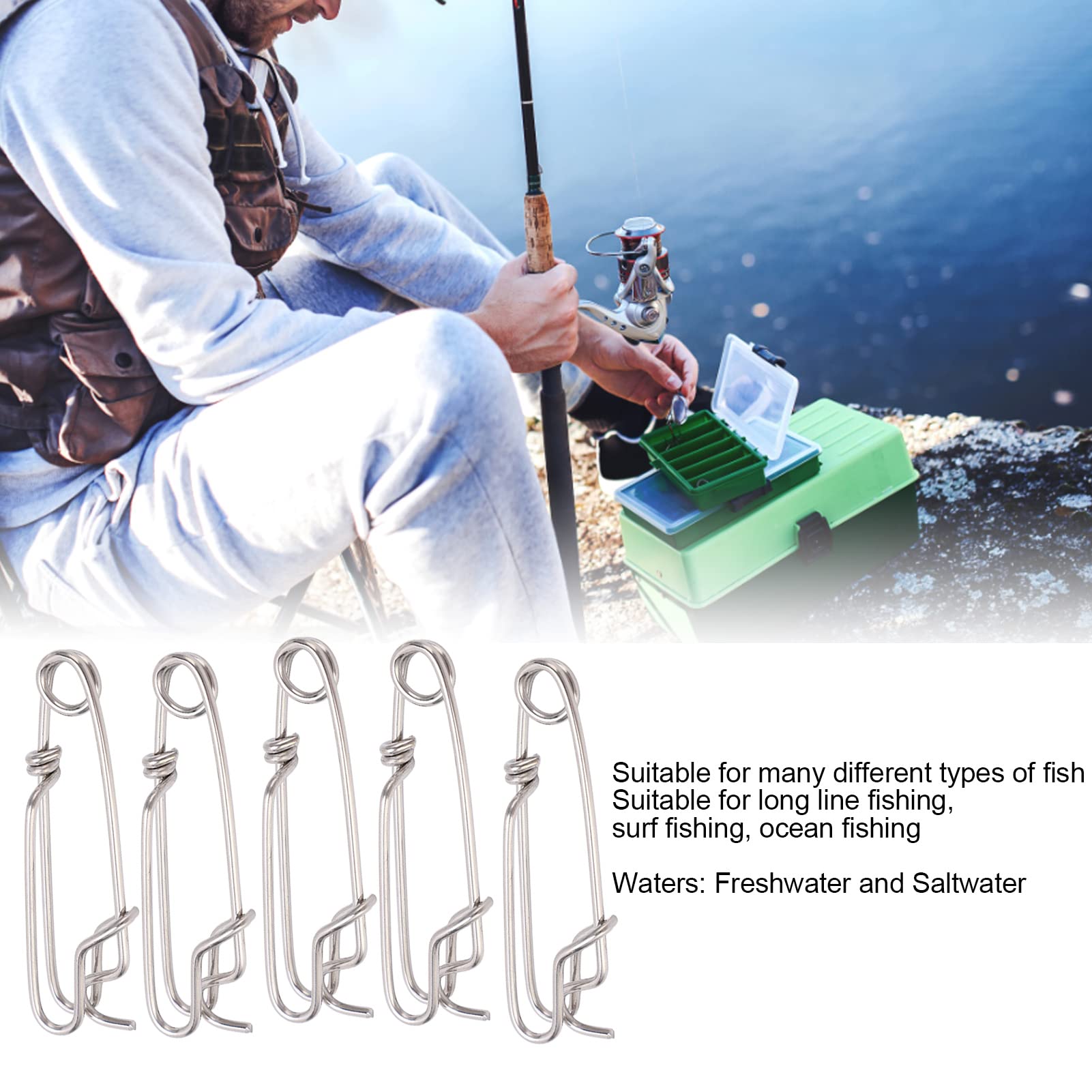 5-Pack Durable Stainless Steel Longline Fishing Clips (2.6x100mm) - Heavy Duty Saltwater Fishing Gear for Tuna, Swordfish & Deep Sea Fishing - Perfect for Boat, Pier & Offshore Angling Accessories