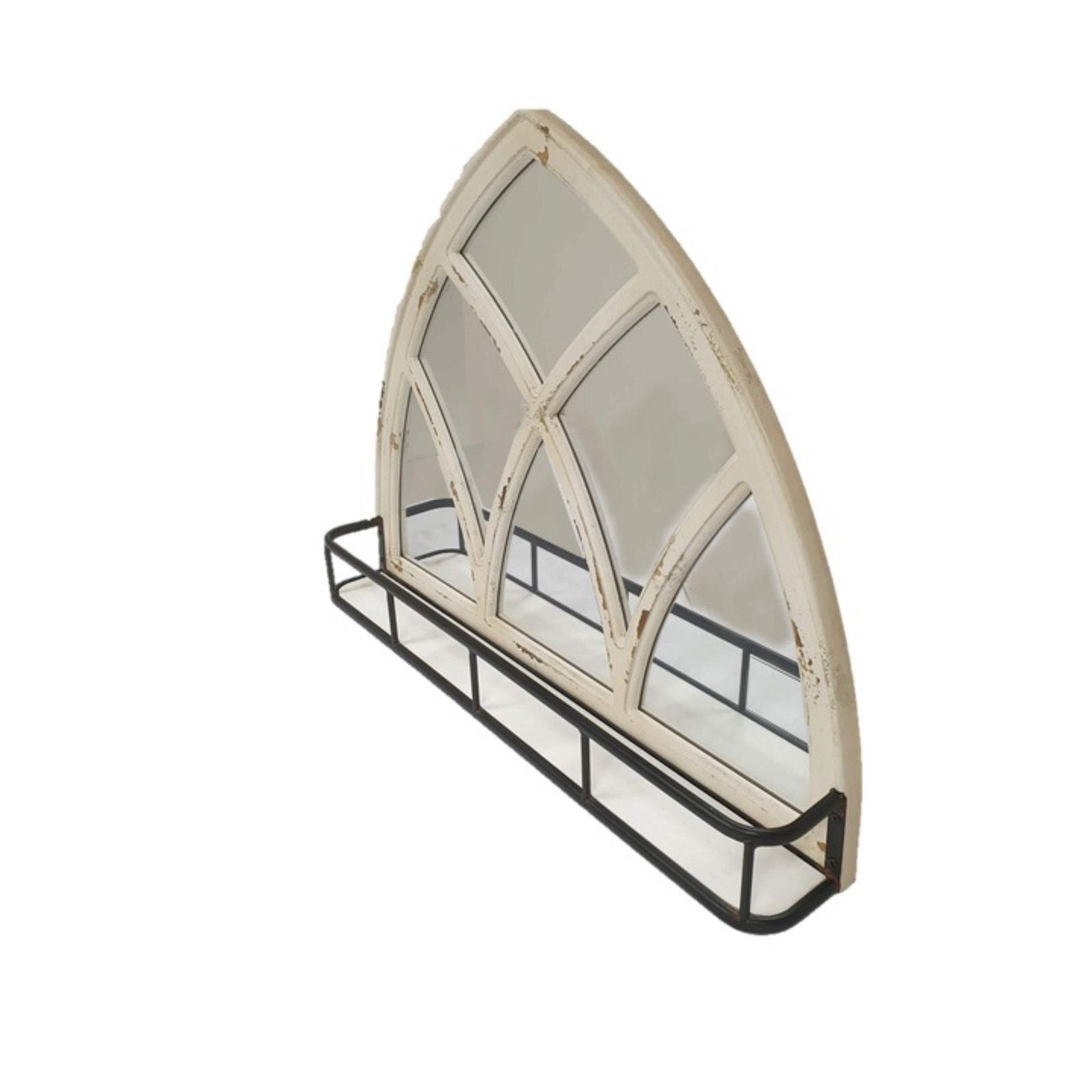 Urban Style Cathedral Window Mirror Shelf - Vintage Wall Decor for Living Room, Bedroom & Bathroom - Perfect for Home Decor & Gift Giving