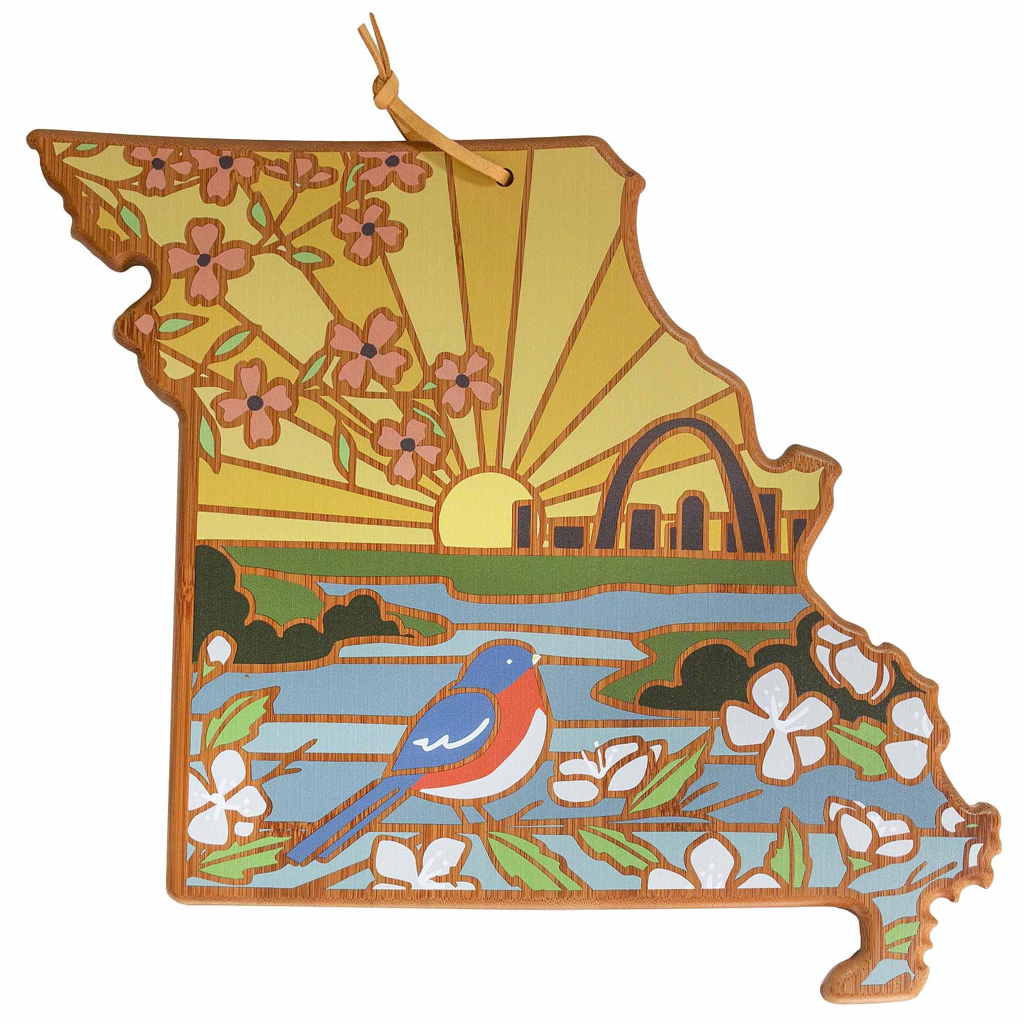 Handcrafted Missouri Wood Cutting Board with Summer Stokes Artwork - Perfect for Kitchen Prep, Charcuterie Boards & Home Decor Gifts