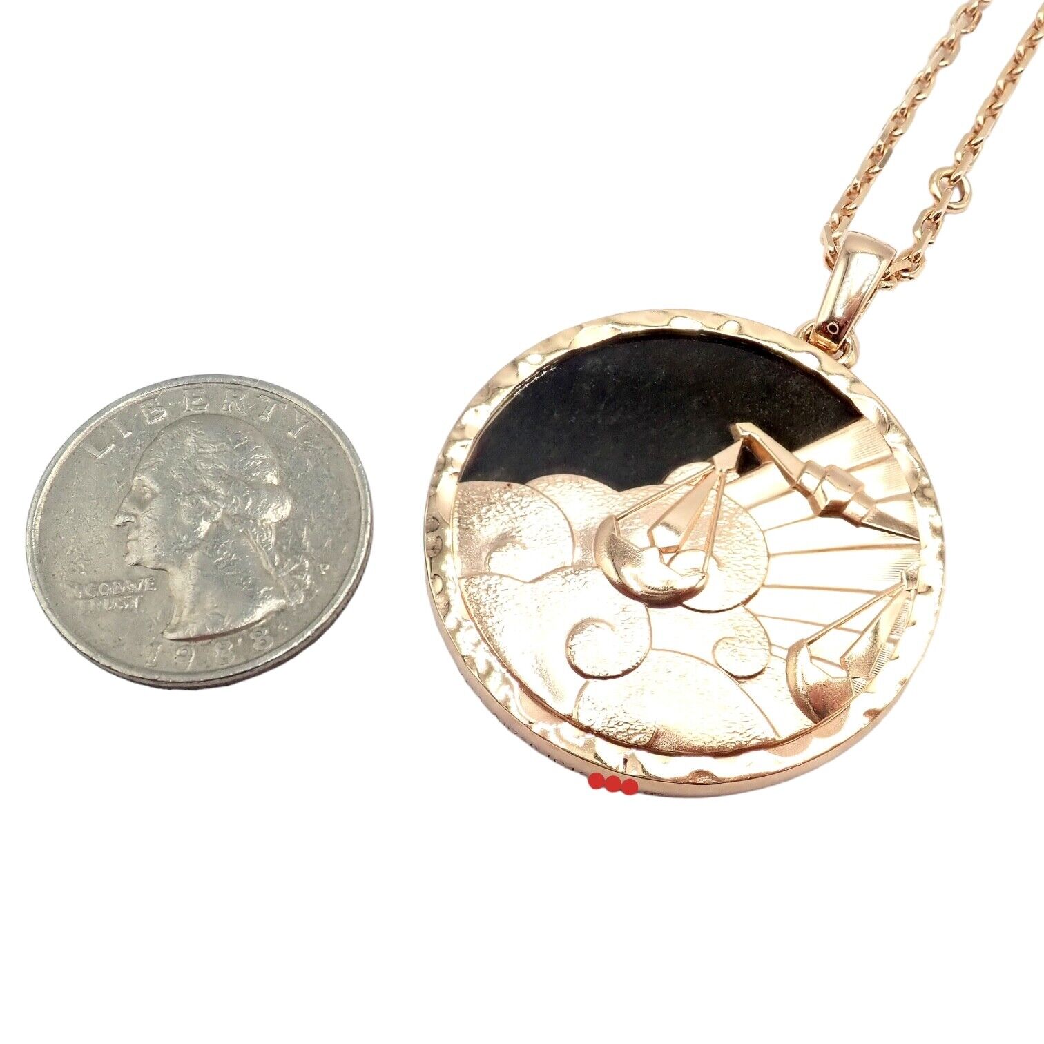 Van Cleef & Arpels 18K Rose Gold Libra Zodiac Pendant Necklace with Black Obsidian - Certified Luxury Jewelry for Women, Perfect Gift for Birthday & Anniversary