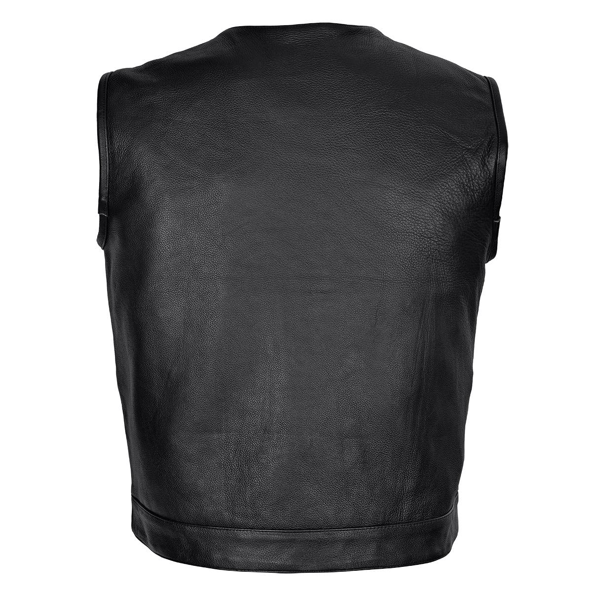 High Mileage Men's Leather Club Vest with Zipper & Snap Closure - Quick Access Gun Pocket for Motorcycle Riding & Outdoor Adventures