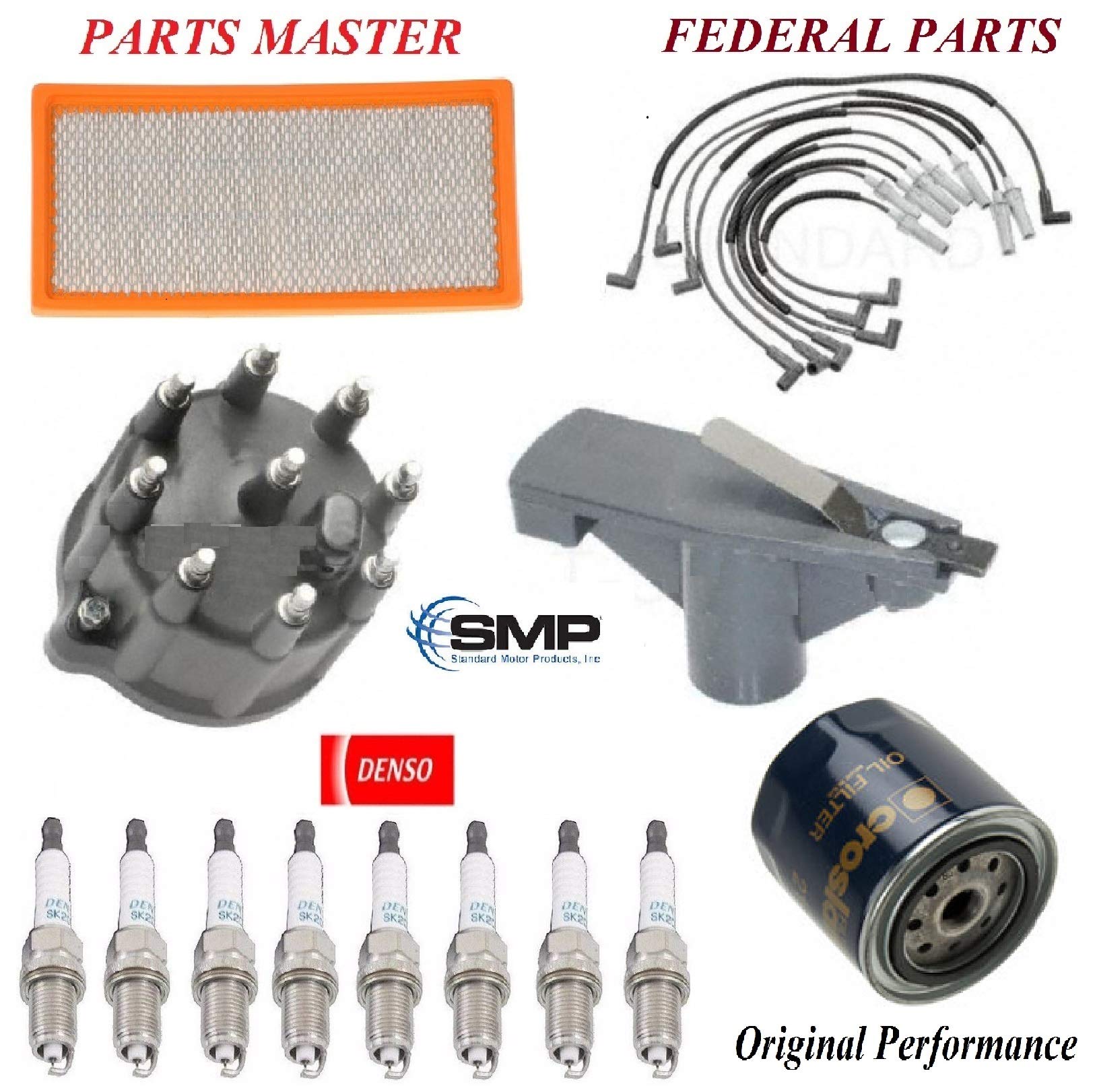 8USAUTO Complete Tune Up Kit for Dodge Durango V8 5.9L (2000) - Includes Air Filter, Oil Filter, Cap, Rotor, Wires & Spark Plugs | Engine Maintenance & Performance Upgrade
