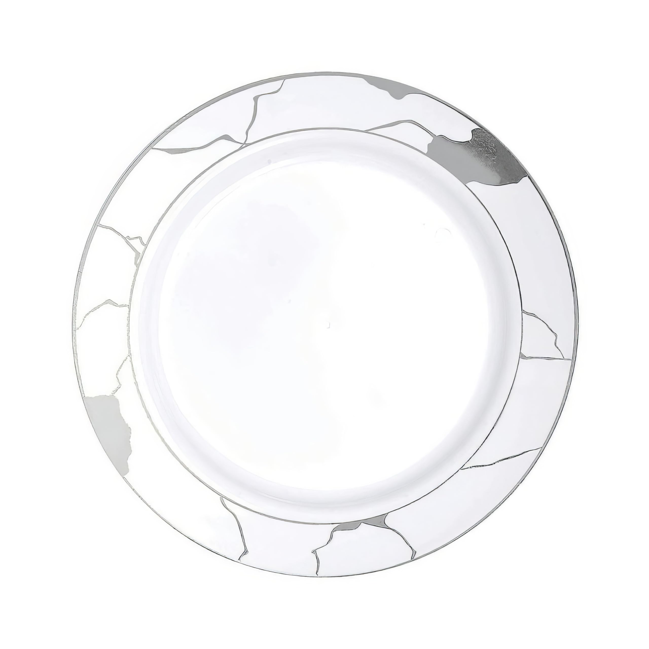 Premium 10-Piece White & Silver Marble Salad Plate Set - 7.5 Inch Elegant Dinnerware for Parties, Weddings & Entertaining - Durable Porcelain Appetizer Plates for Salads, Desserts & Charcuterie Boards