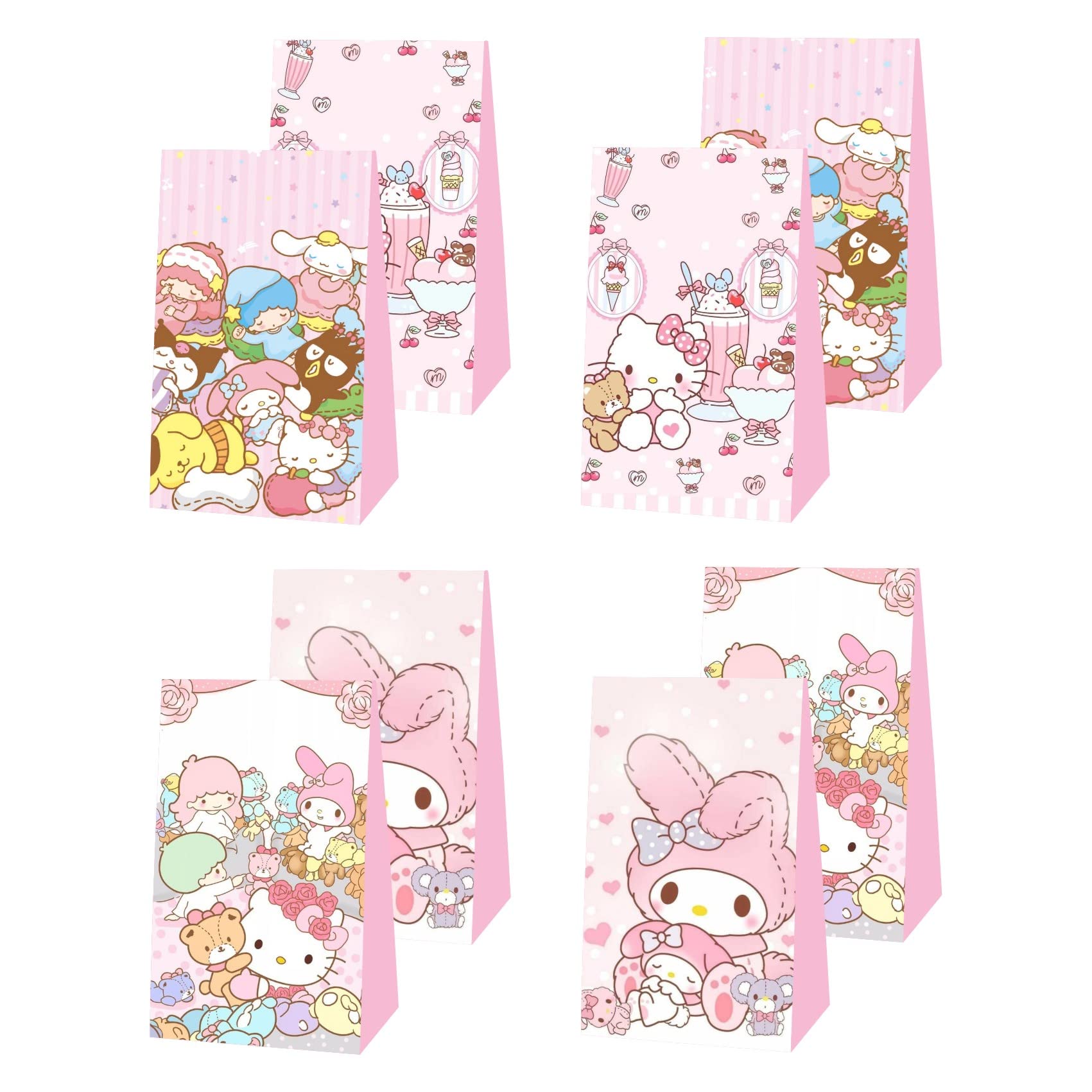 12 Pack Kawaii Hello Kitty Gift Bags for Girls Birthday Party Decorations & Favors