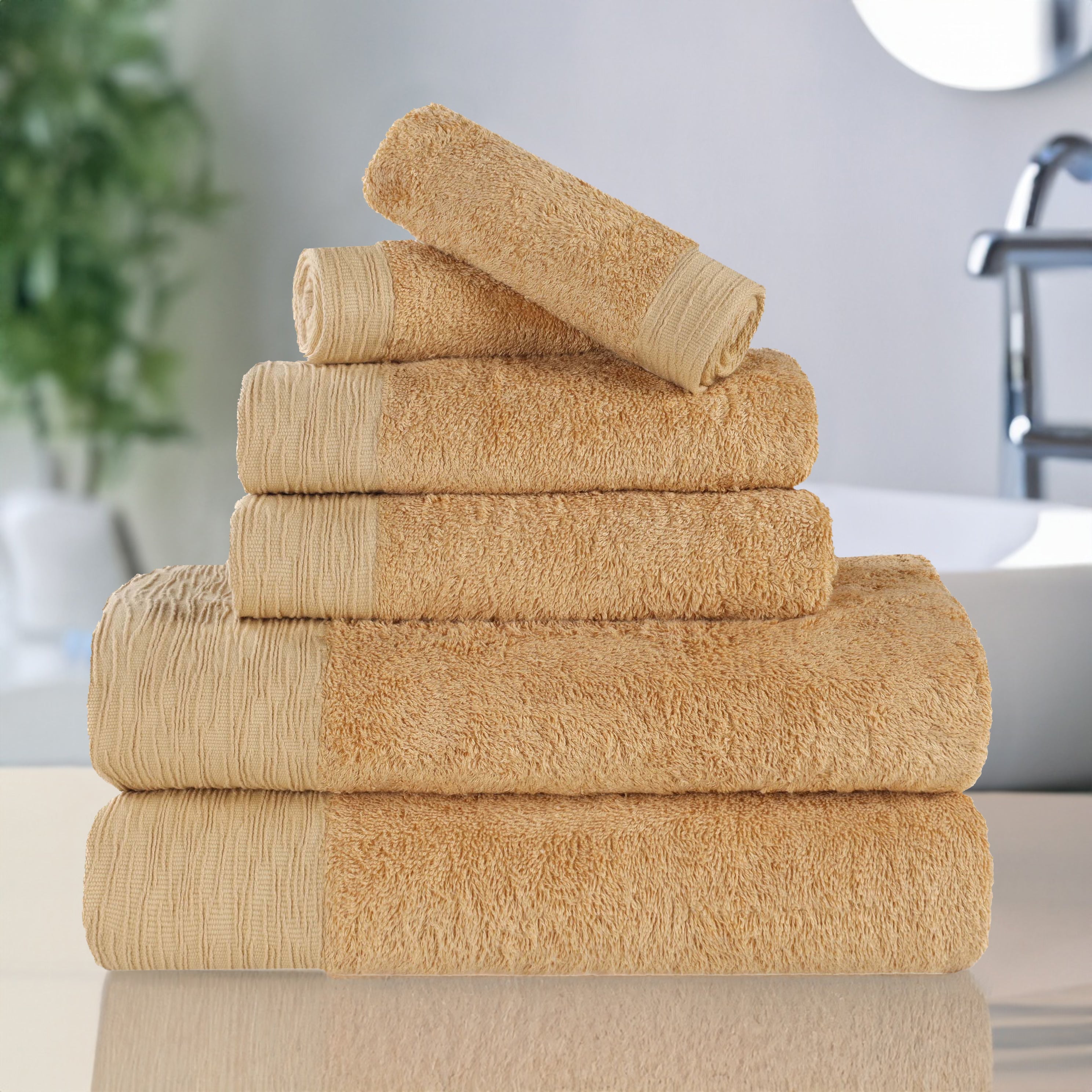 Premium 6-Piece Bamboo Rayon Towel Set - Ultra Soft, Eco-Friendly & Absorbent - Perfect for Bath, Spa, Beach & Luxury Home Use