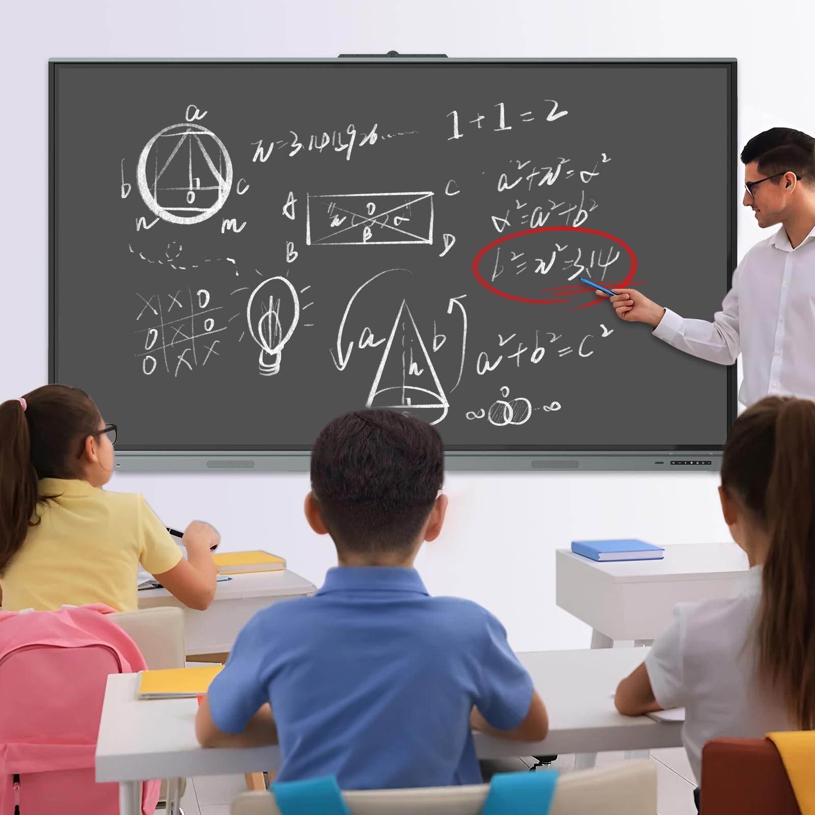 65-Inch 4K Touchscreen Smart Board with Mini PC - Interactive Whiteboard with Dual System for Classroom, Home & Office - Perfect for Remote Teaching, Business Presentations & Collaborative Work