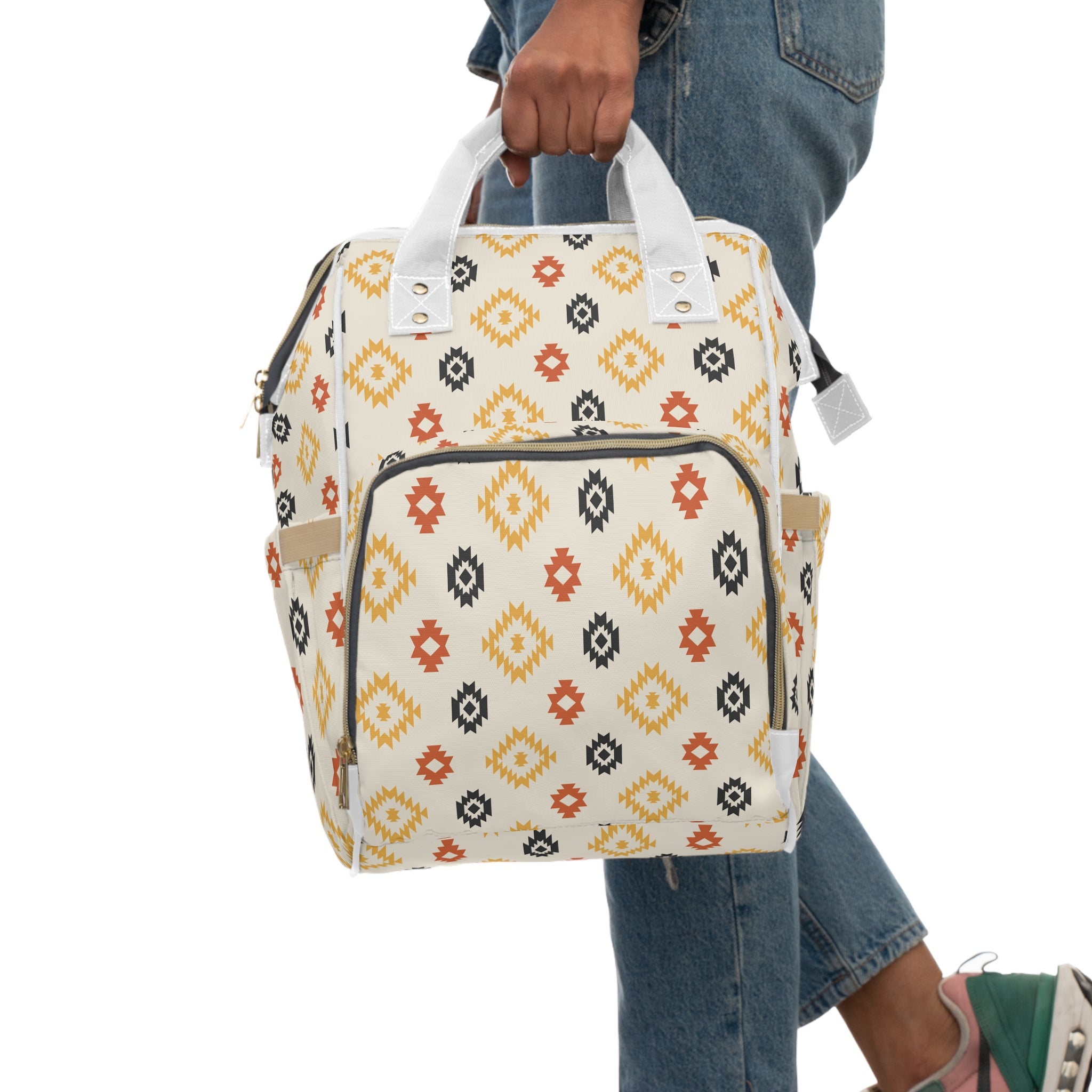Southwestern Style Multifunctional Diaper Backpack - Large Capacity Baby Bag for Diapers, Bottles & Essentials | Perfect for Travel, Hiking & Daily Use with Baby