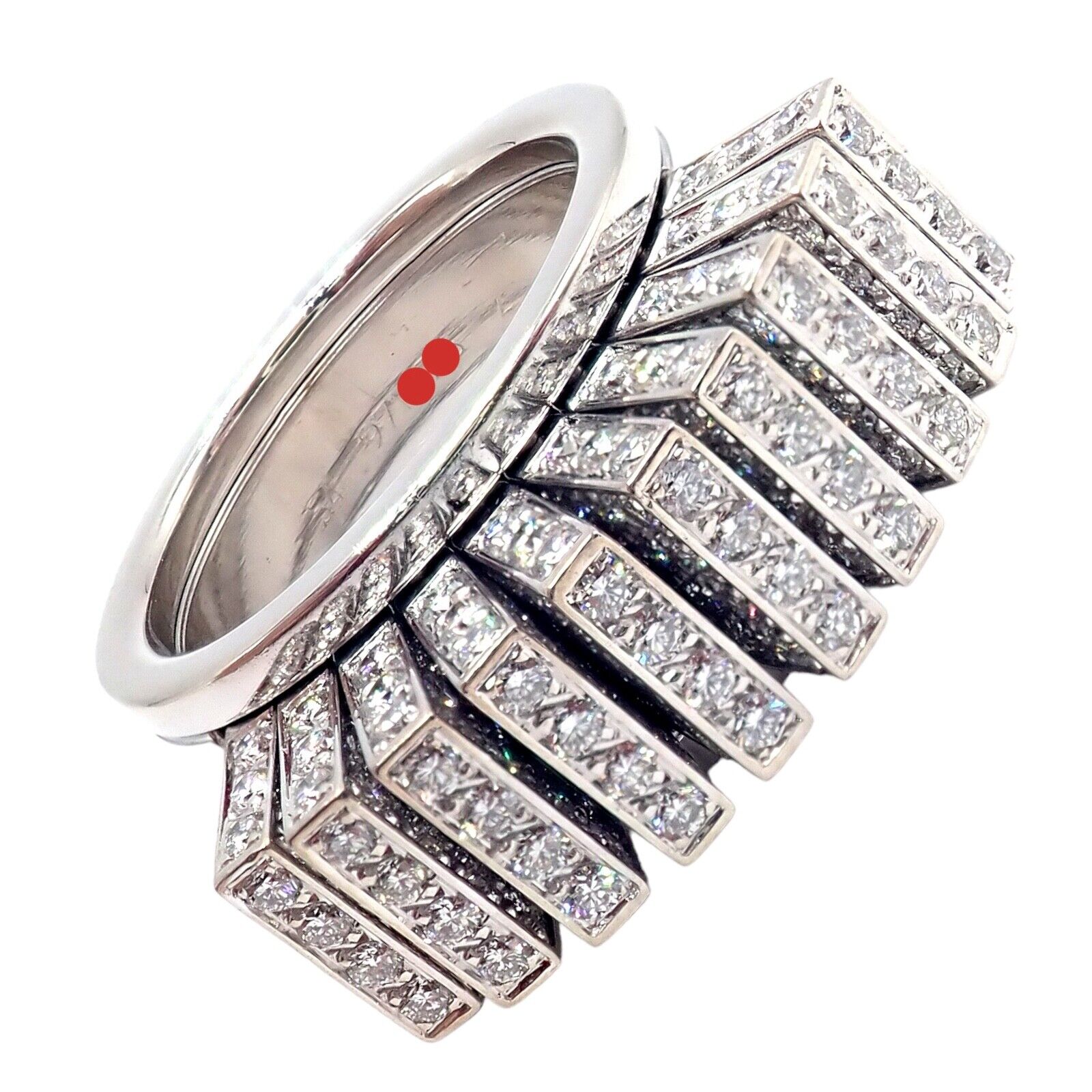 Authentic Cartier 18K White Gold Diamond Fan Ring - Luxury Jewelry for Women, Perfect for Weddings, Anniversaries & Special Occasions