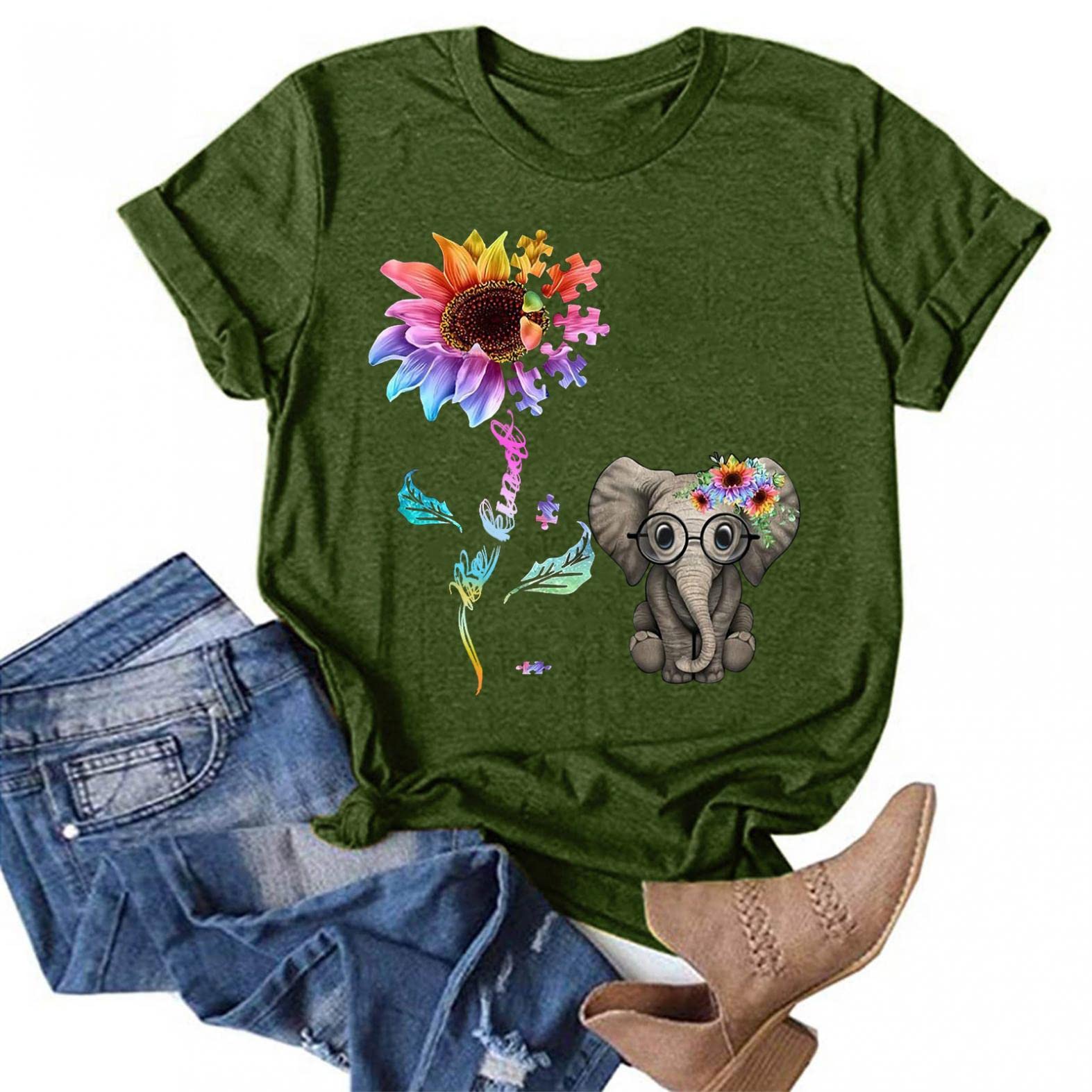 Women's Summer Tops - Loose Fit Graphic Tees & Short Sleeve Sunflower Printed Blouses | Casual Wear, Beach Outfits, Vacation Style