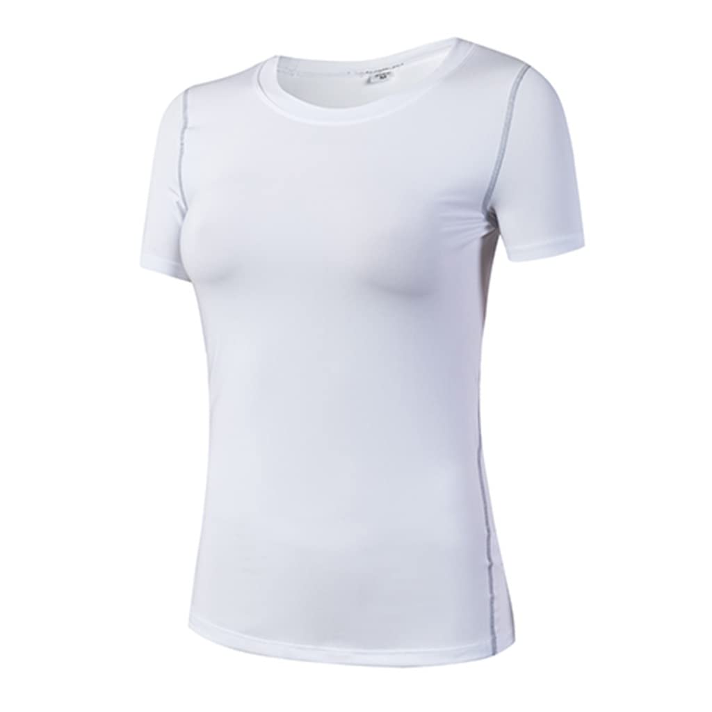 EKDSPW Women's Quick Dry Yoga Top - Breathable Fitness Shirt for Gym, Running & Workouts - Moisture Wicking Sports T-Shirt (White, Size S) | Perfect for Yoga, Pilates, HIIT & Active Lifestyle