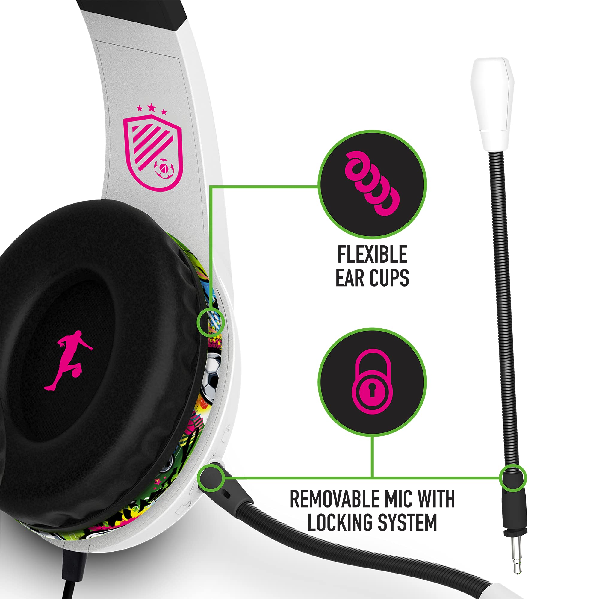 Wireless Gaming Headset with Stand - Noise Cancelling Mic, Comfortable Ear Cushions for PC/PS5/Xbox (White & Black Graffiti Design) - Perfect for Esports, Streaming & Late-Night Gaming Sessions