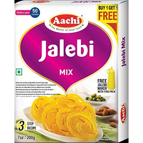 Aachi Jalebi Mix with Maker - 200g (Buy 1 Get 1 Free) | Easy Indian Sweet Dessert Mix for Diwali, Festivals & Tea Time Snacks
