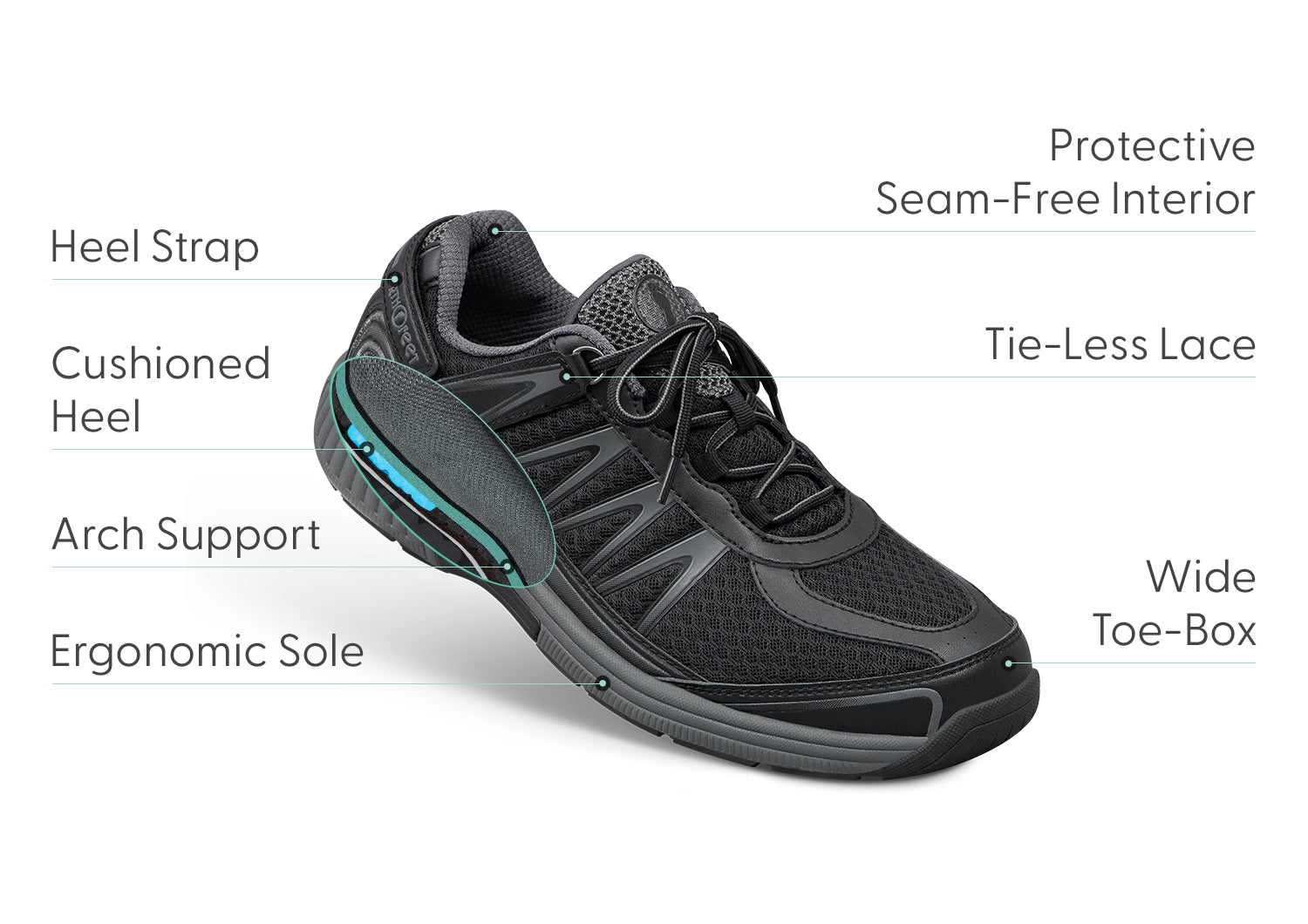 Sprint Tie Less Black - Comfortable No-Tie Shoelaces for Running, Walking & Everyday Use