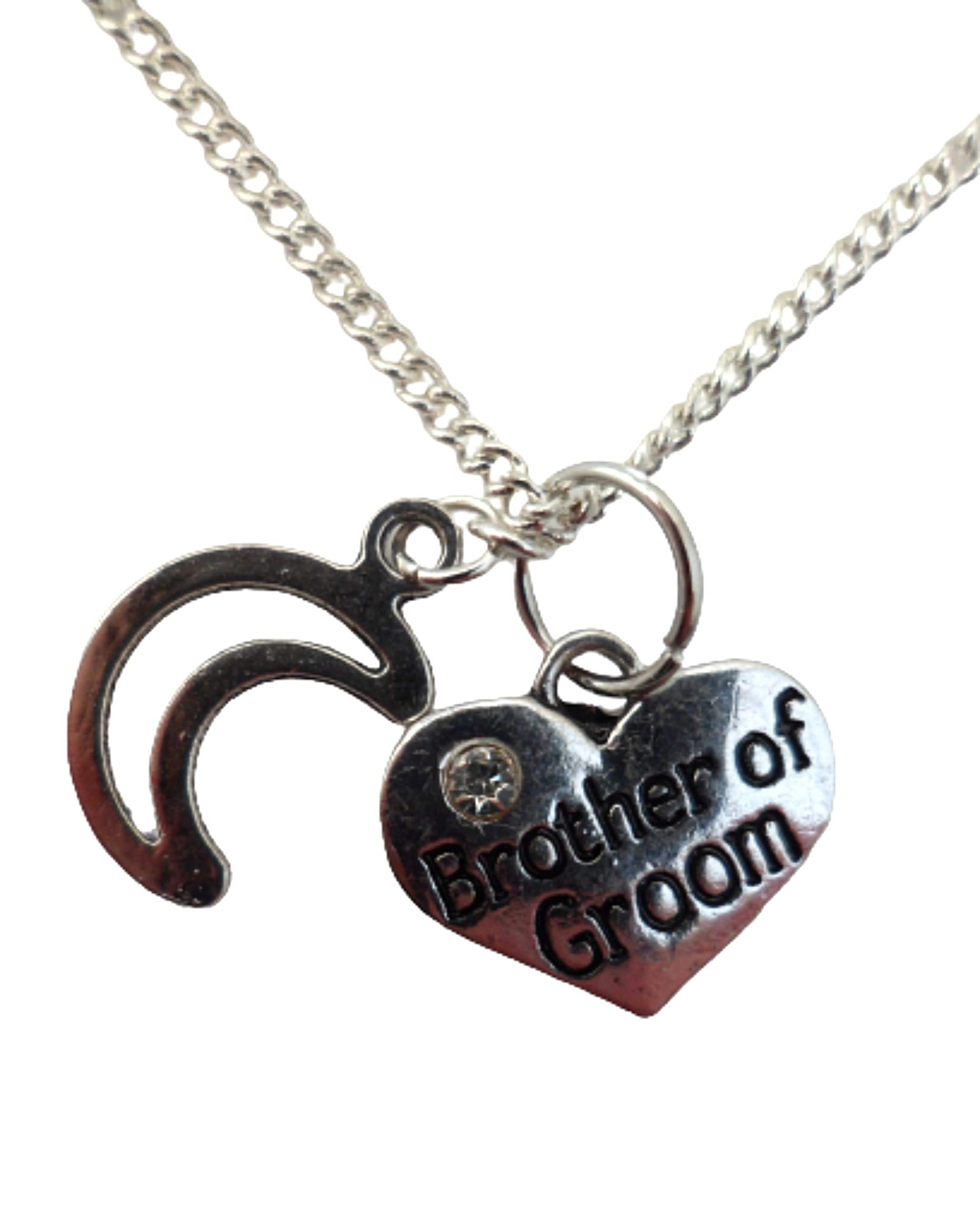 Silver Heart Moon Necklace - Wedding Gift for Groom & Best Man
