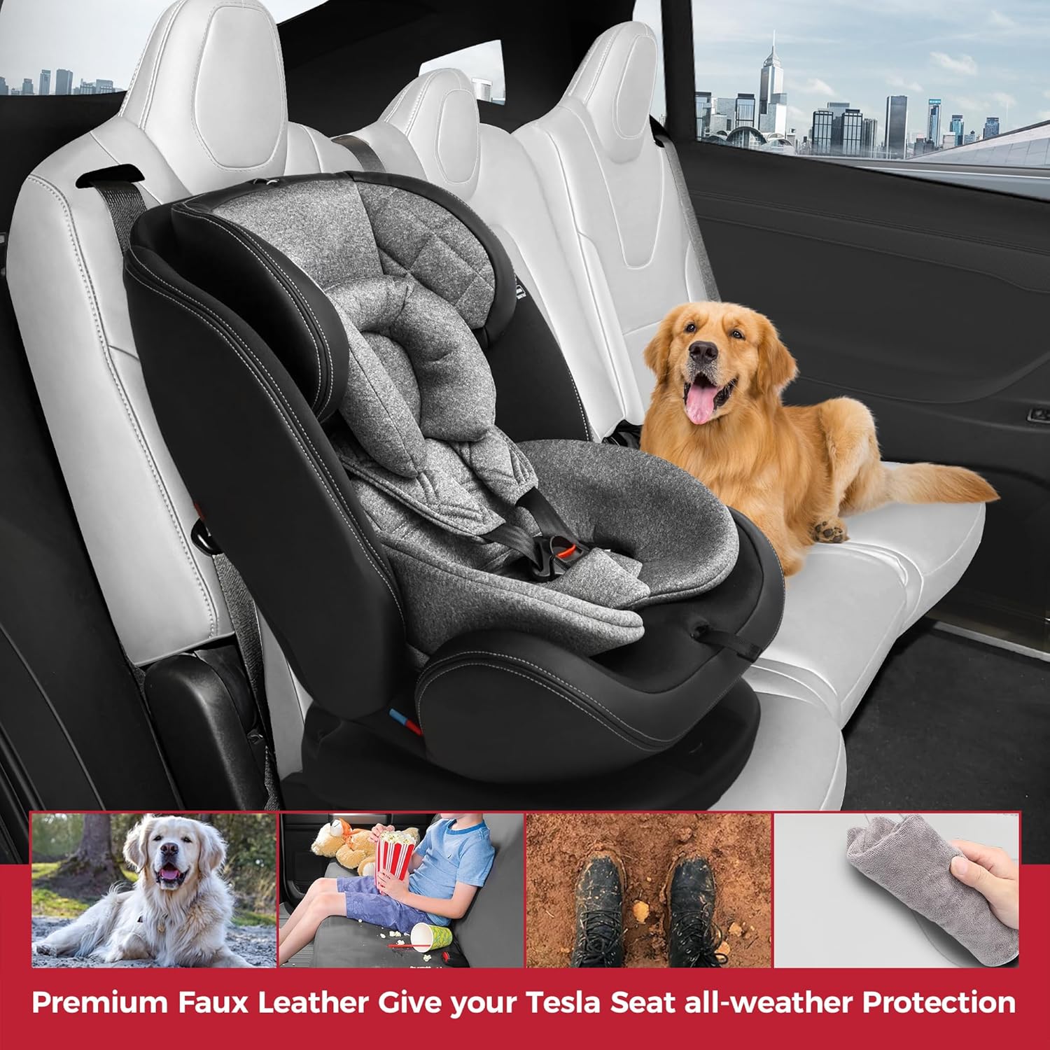 Premium Tesla Model X Leather Seat Covers (5 Seats) - Compatible with 2020-2023 Models - Luxury Car Interior Upgrade for Comfort & Style
