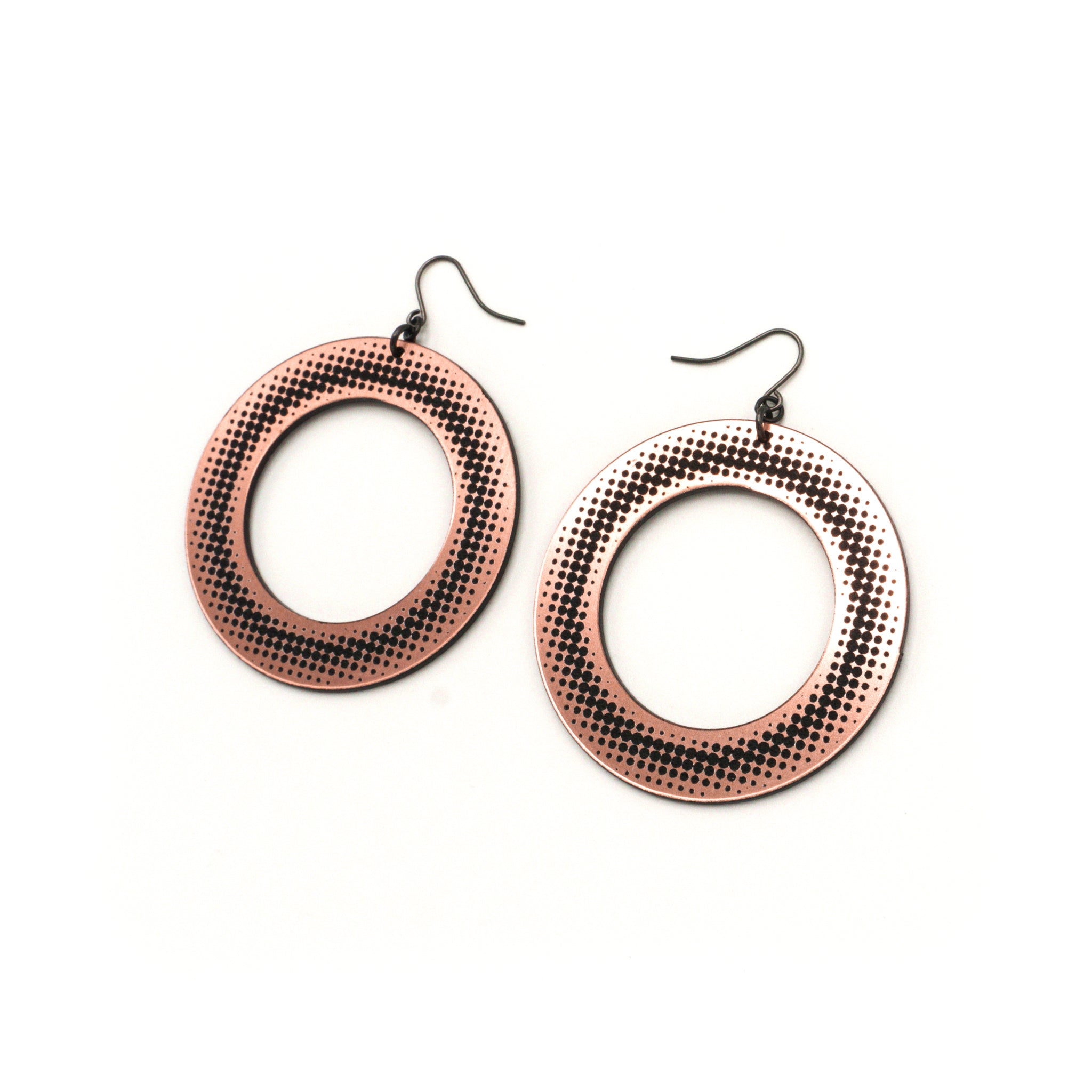 Stylish Halftone Acrylic Earrings in Rose Gold & Black - Perfect for Casual Outings, Parties, and Everyday Wear