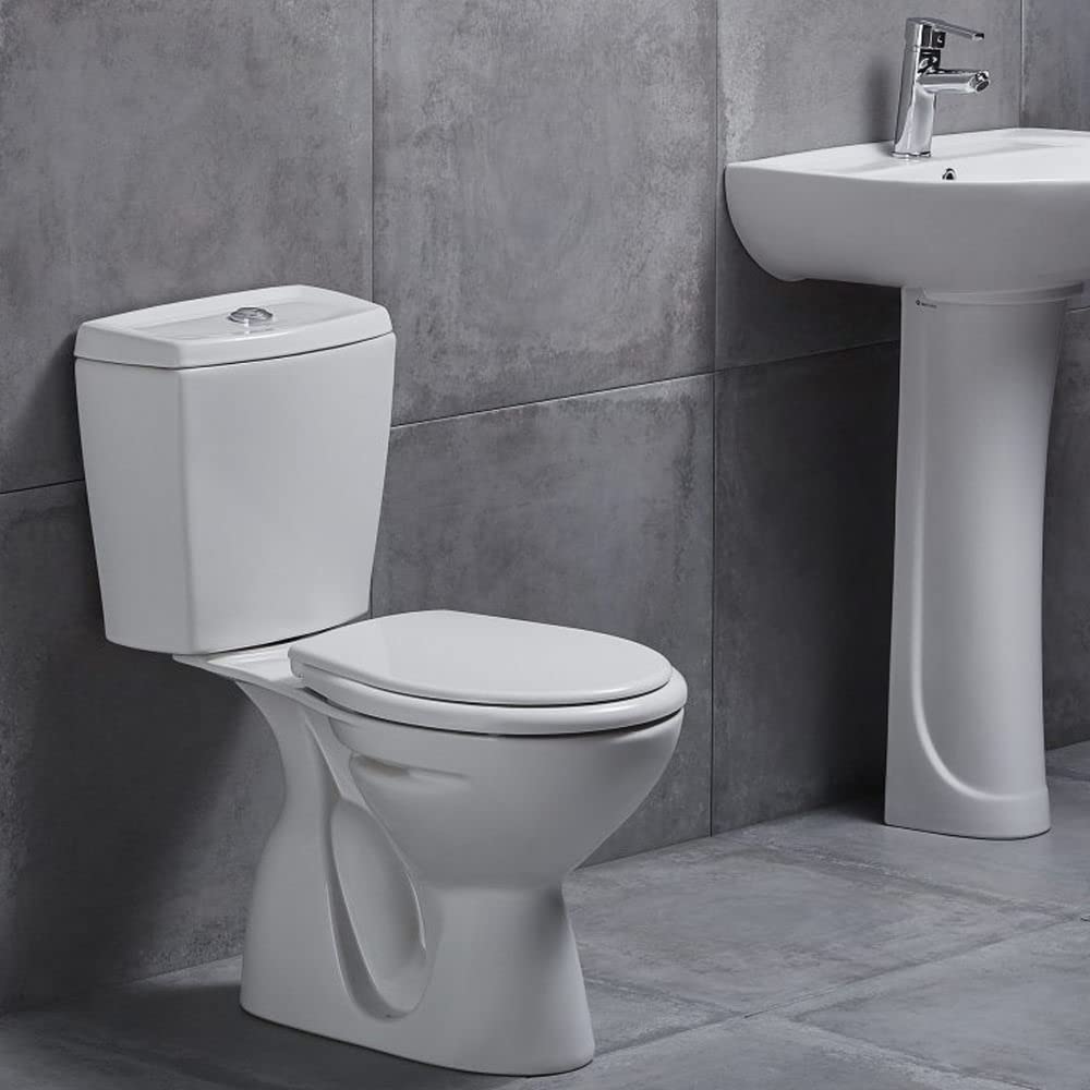 Ceramic Wall-Mounted Toilet with Soft Close Seat - Space Saving Vertical Design for Modern Bathrooms | Perfect for Small Bathrooms, Apartments & Contemporary Homes