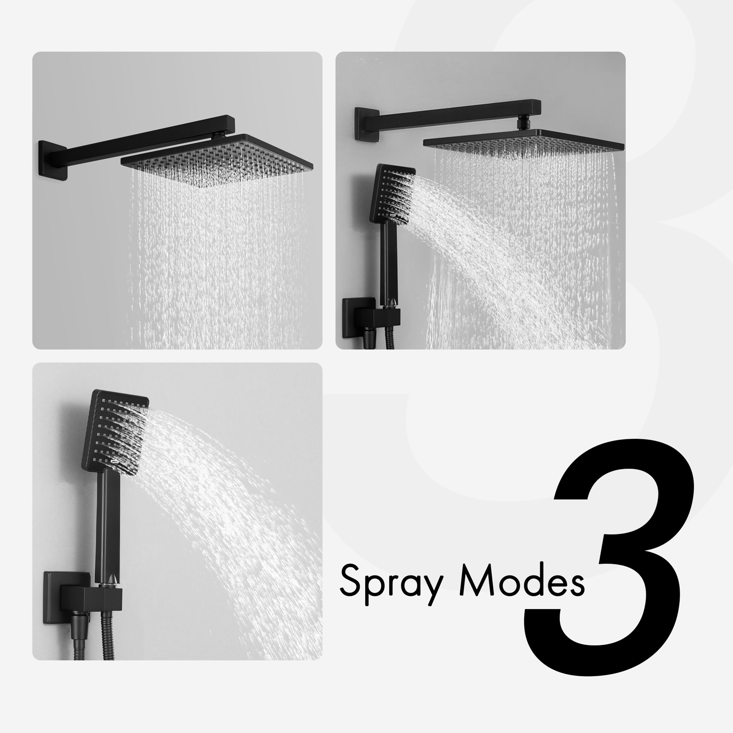 KES Matte Black Shower System - Rain Shower Head with Handheld Spray, Valve & Trim Kit (Model XB6223F18-BK) | Modern Bathroom Upgrade for Spa-Like Experience