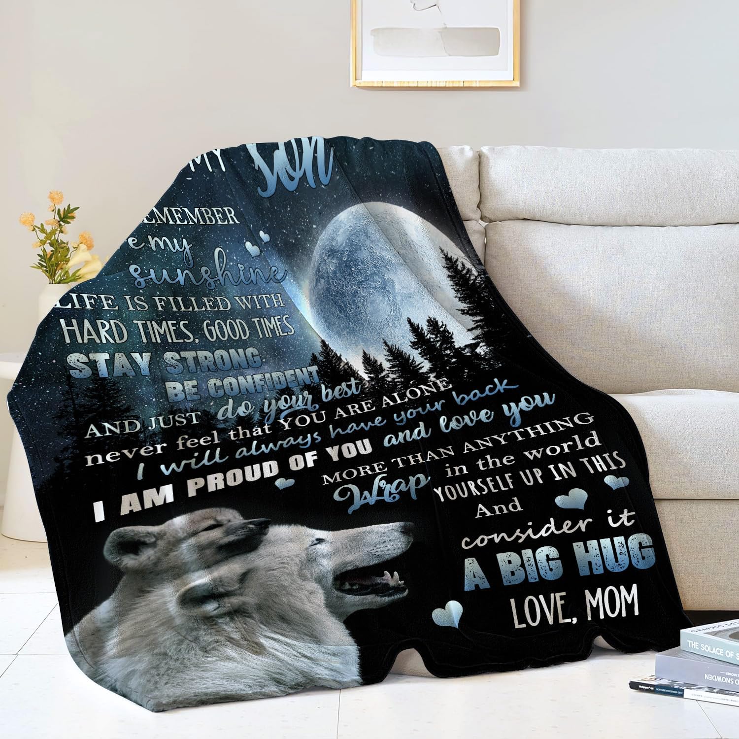 Soft Flannel Throw Blanket 50x60 - Gift for Son from Mom - Cozy Birthday Present