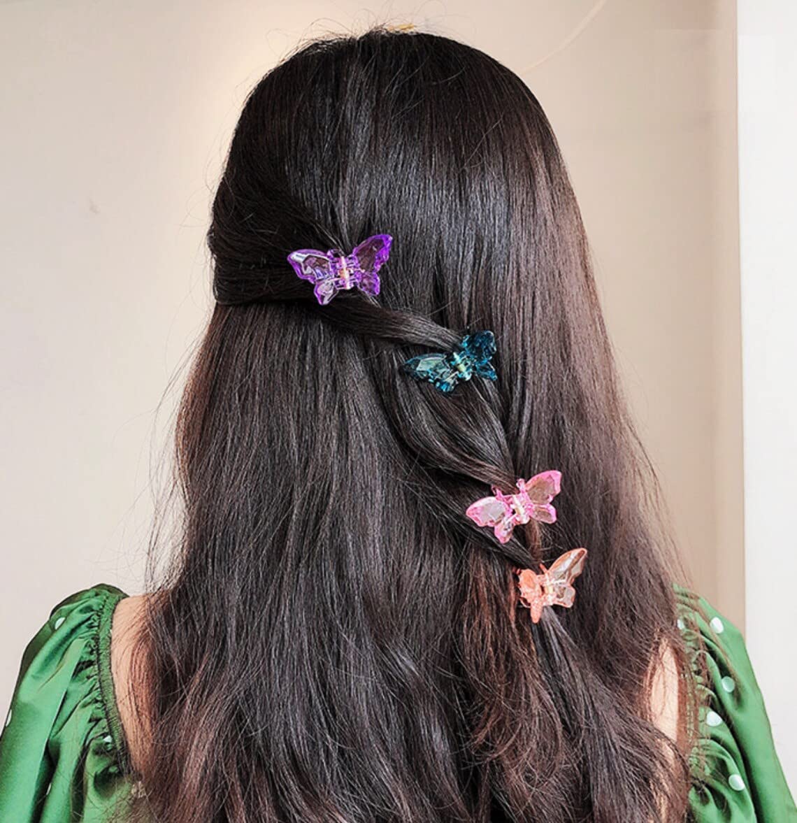 **Ayushicreationa Crystal Butterfly Hair Clips for Women & Girls - Transparent Mini Claw Clutcher Hair Accessories (Multicolor, Pack of 6) | Perfect for Weddings, Parties & Everyday Styling**