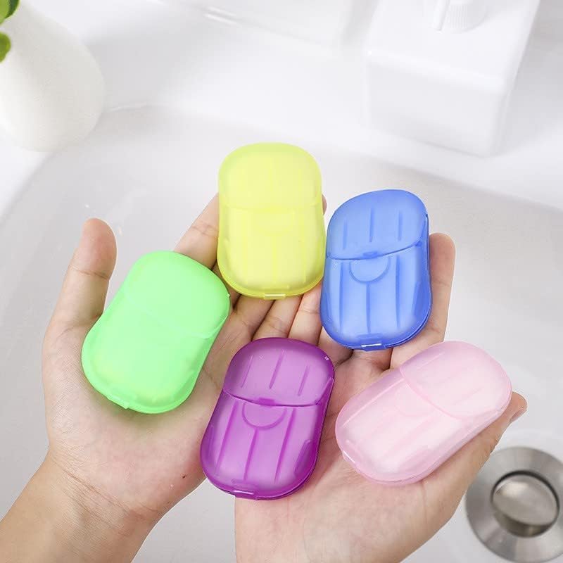 Disposable Mini Pocket Soap Paper Sheets - 15 Sheets per Box, 5 Pack Multicolor Travel Soap Leaves for Hand Washing, Camping, Hiking & Emergency Hygiene On-The-Go