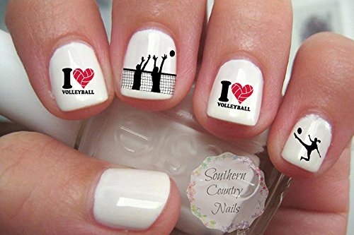 Volleyball Love Sports Nail Decals - Waterproof Nail Art Stickers for Women - Perfect for Volleyball Games, Sports Events & Nail Art Enthusiasts