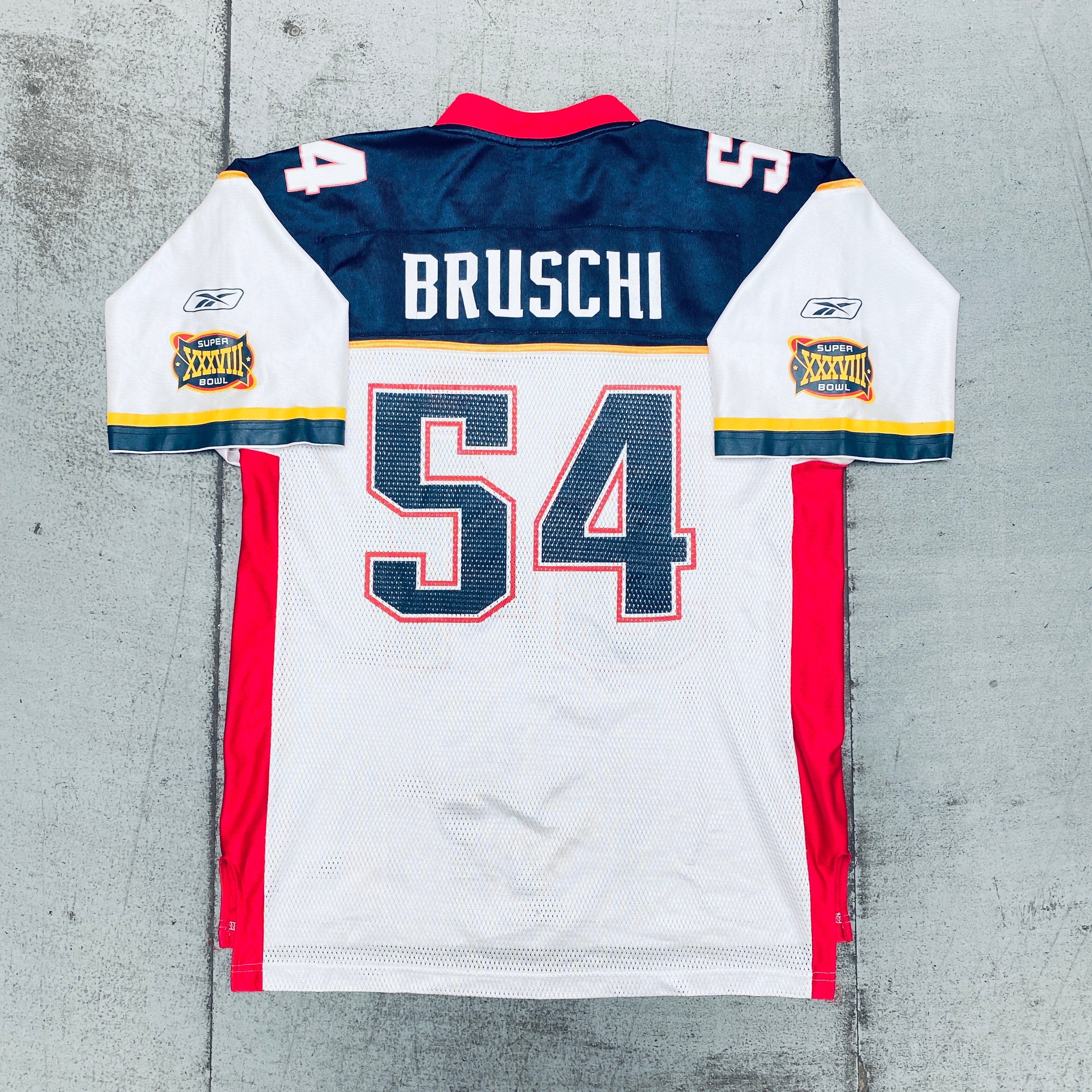 New England Patriots Tedy Bruschi 2004 Super Bowl XXXVIII Replica Fan Jersey - Size Large - Perfect for Game Day, Tailgating & Patriots Fan Collection