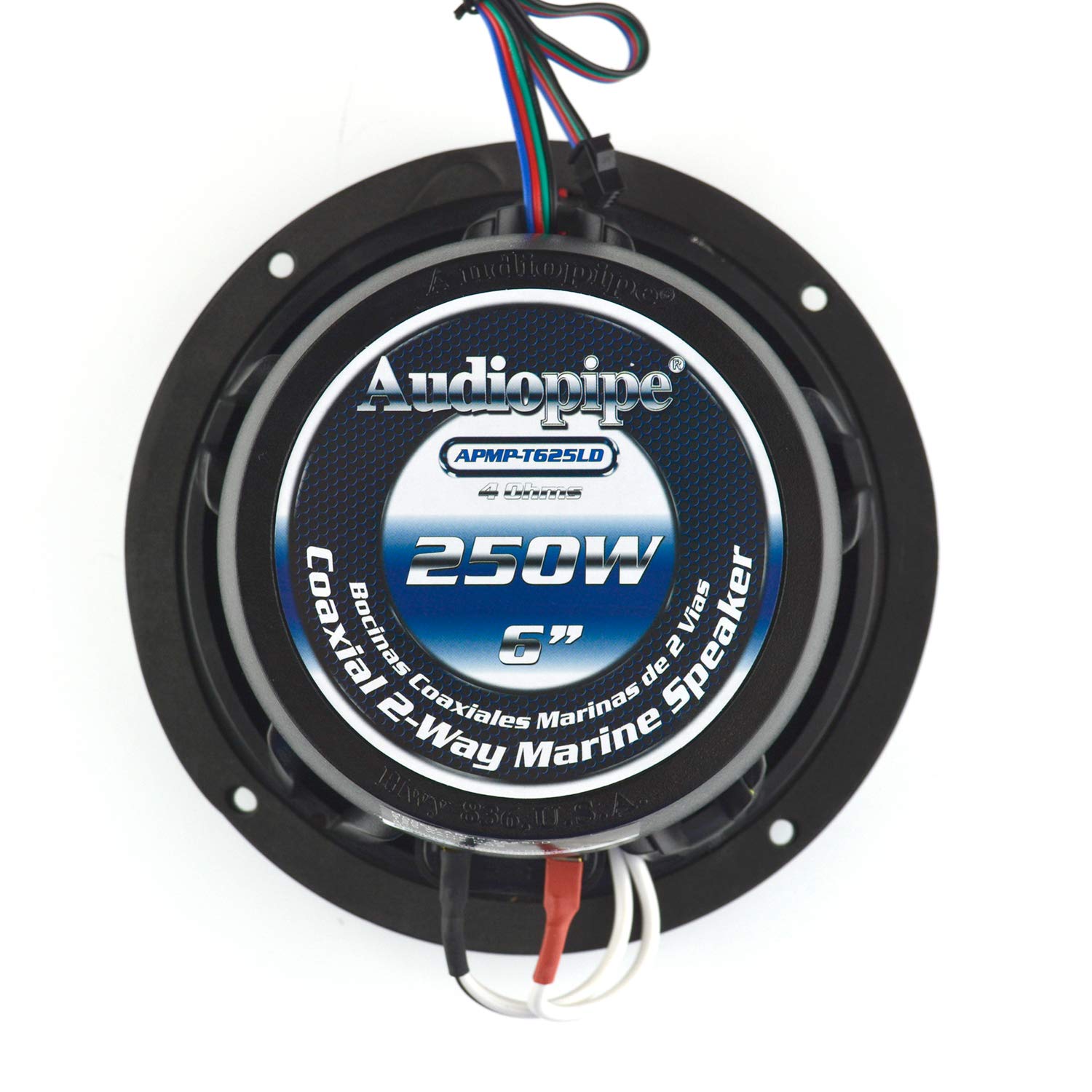 Audiopipe APMP 6.5 Inch Marine Speakers with LED Lights - Waterproof Boat Audio for Pontoon, Yacht & Pool Party