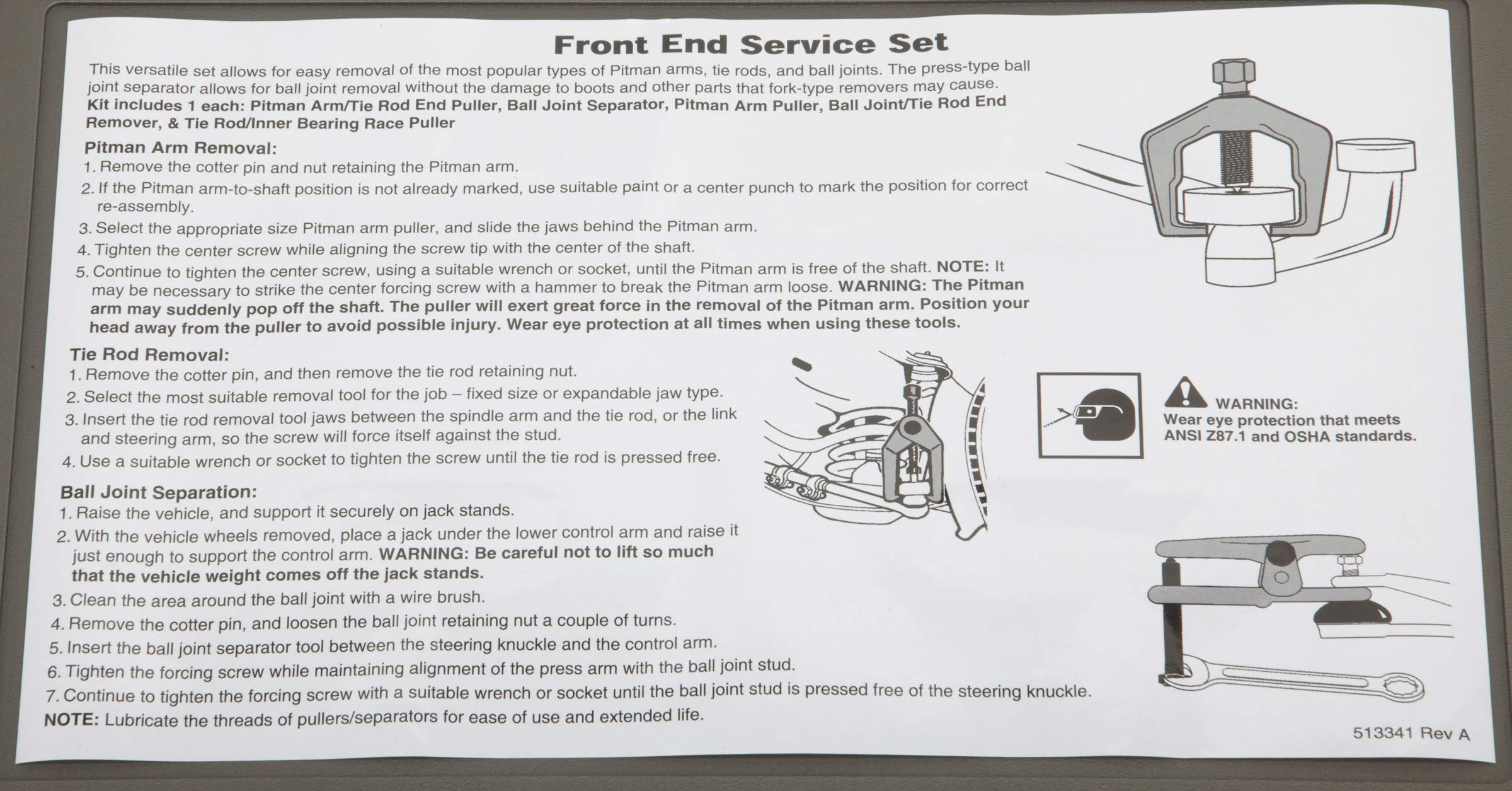 OTC 6295 Front End Service Set for Pitman Arms, Ball Joints & Tie Rods – Professional Auto Repair Tool Kit for Suspension & Steering System Maintenance