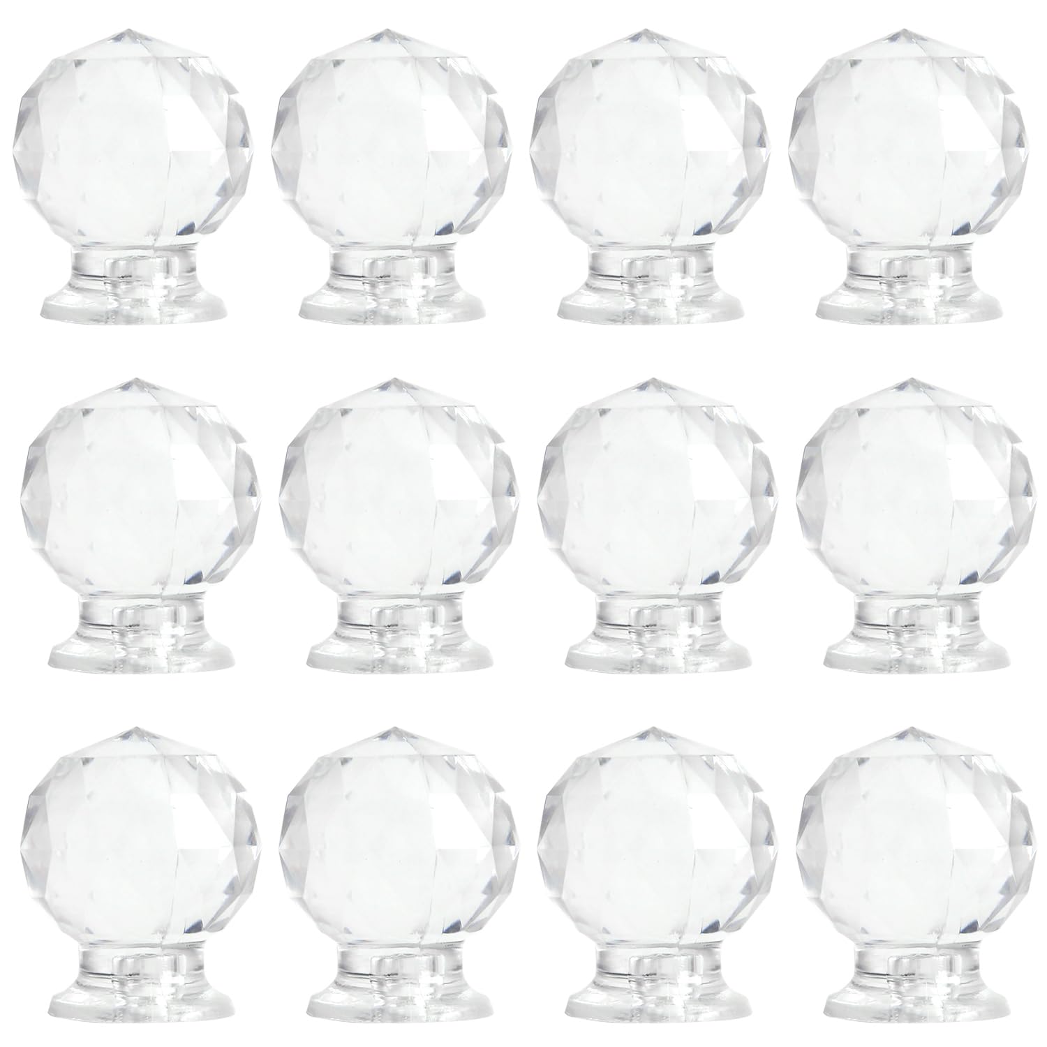 12Pcs Crystal Knobs - Clear Acrylic Diamond Pull Handles for Drawers & Cabinets | Home Decor Upgrade